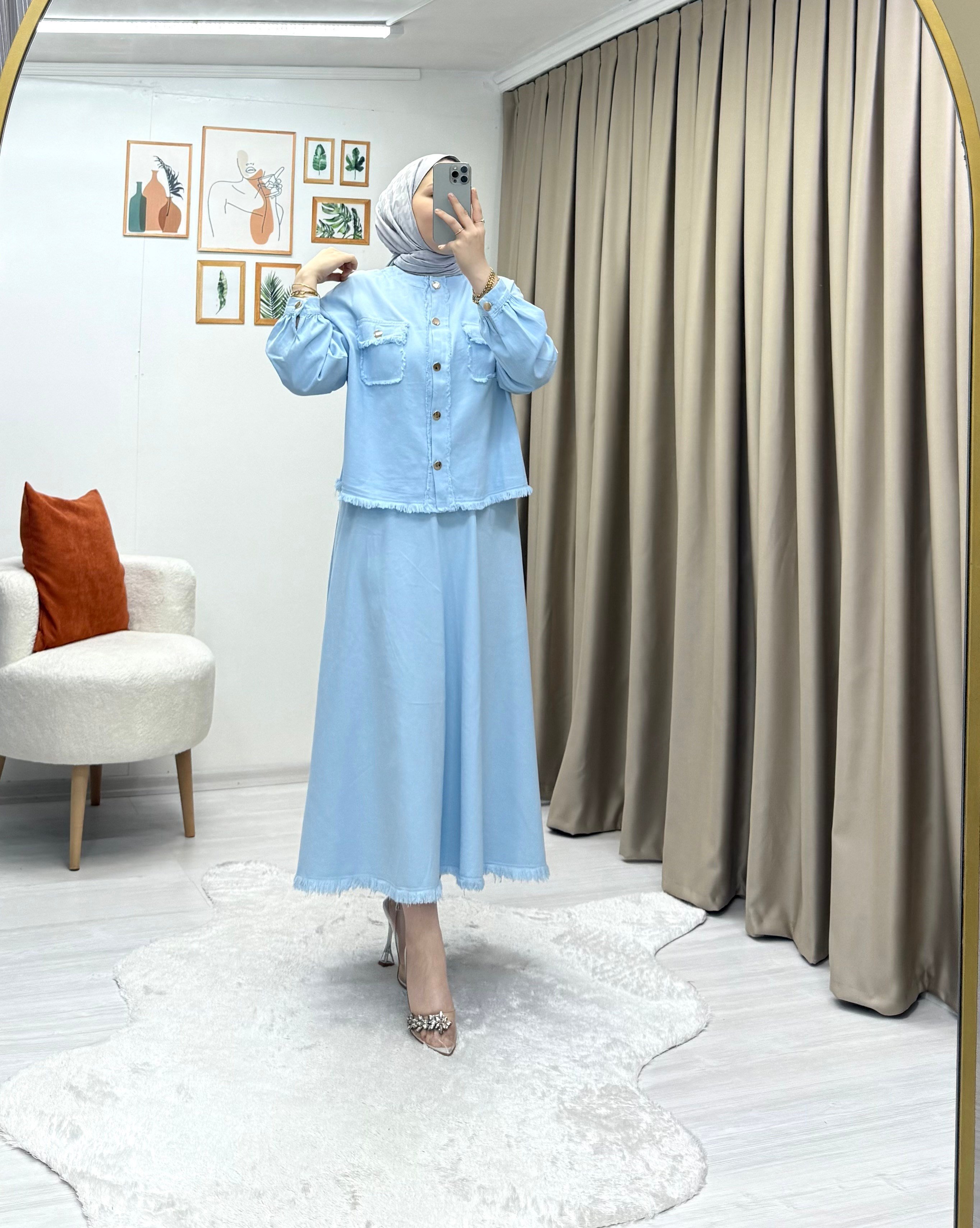 Afra Etekli Takım Buz Mavisi  0010 