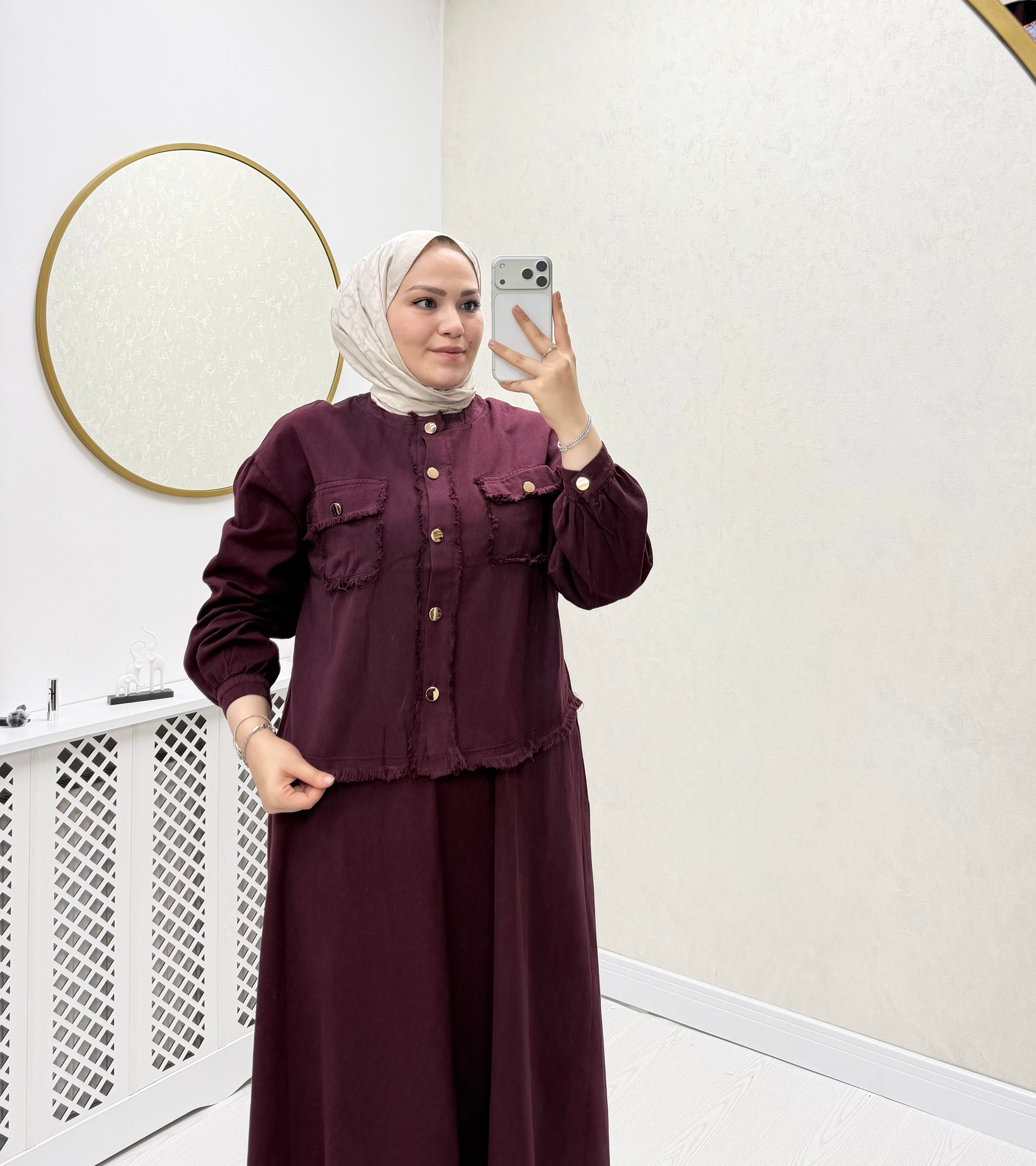 Afra Etekli Takım Mürdüm 0010 