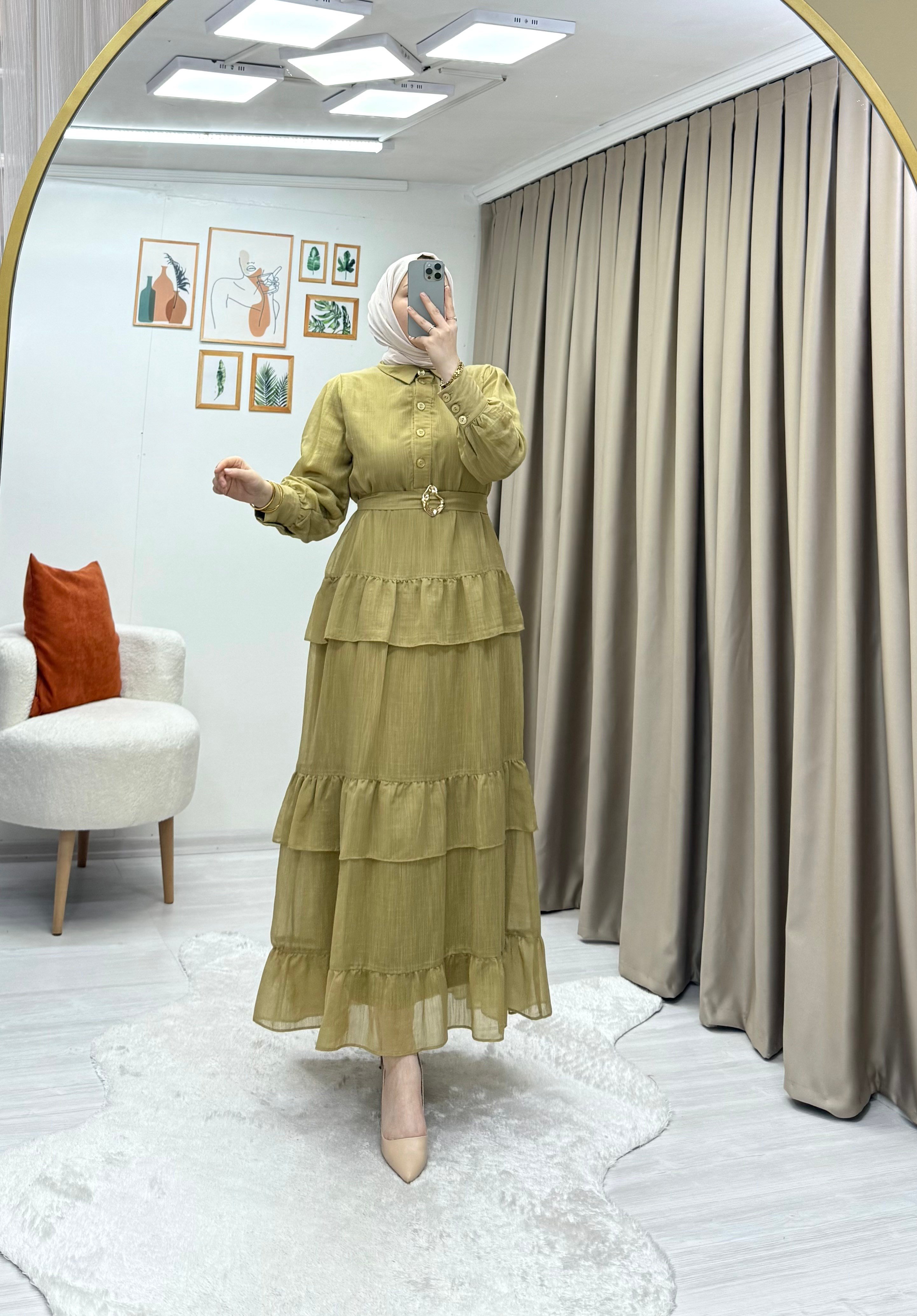 Alina Elbise Yağ Yeşili 0011 