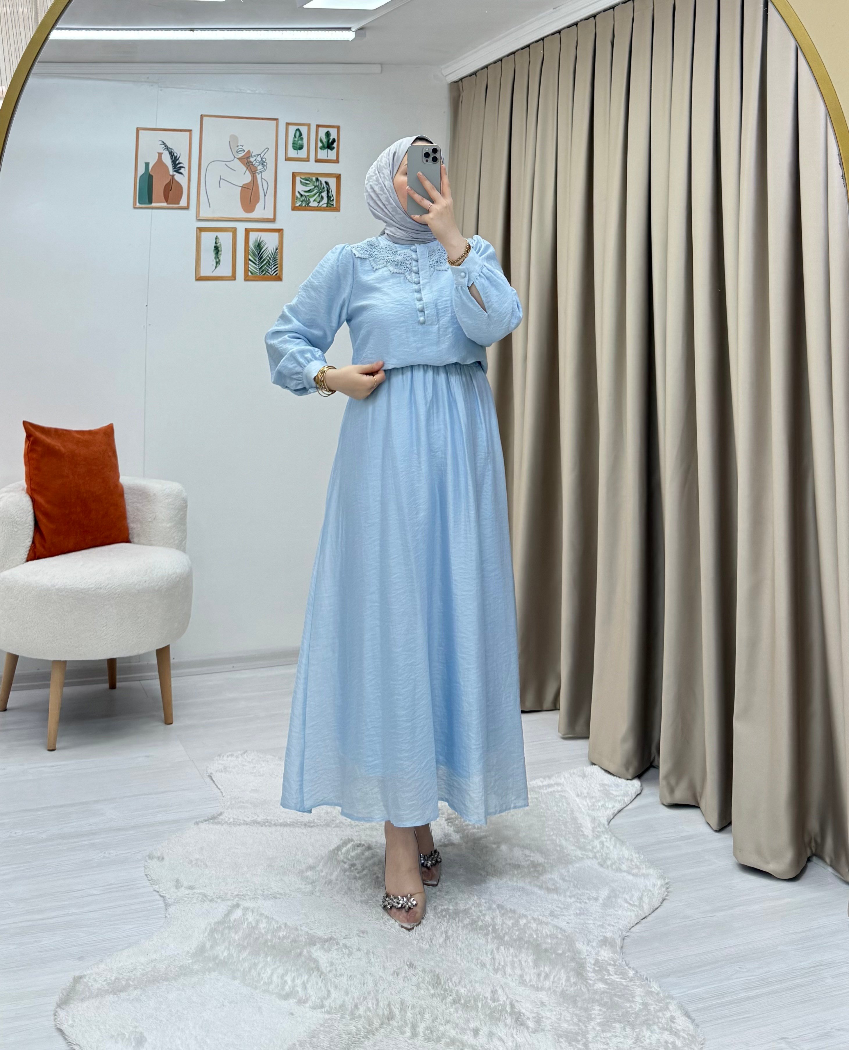 Sofia Dantel Takım Mavi 0018 