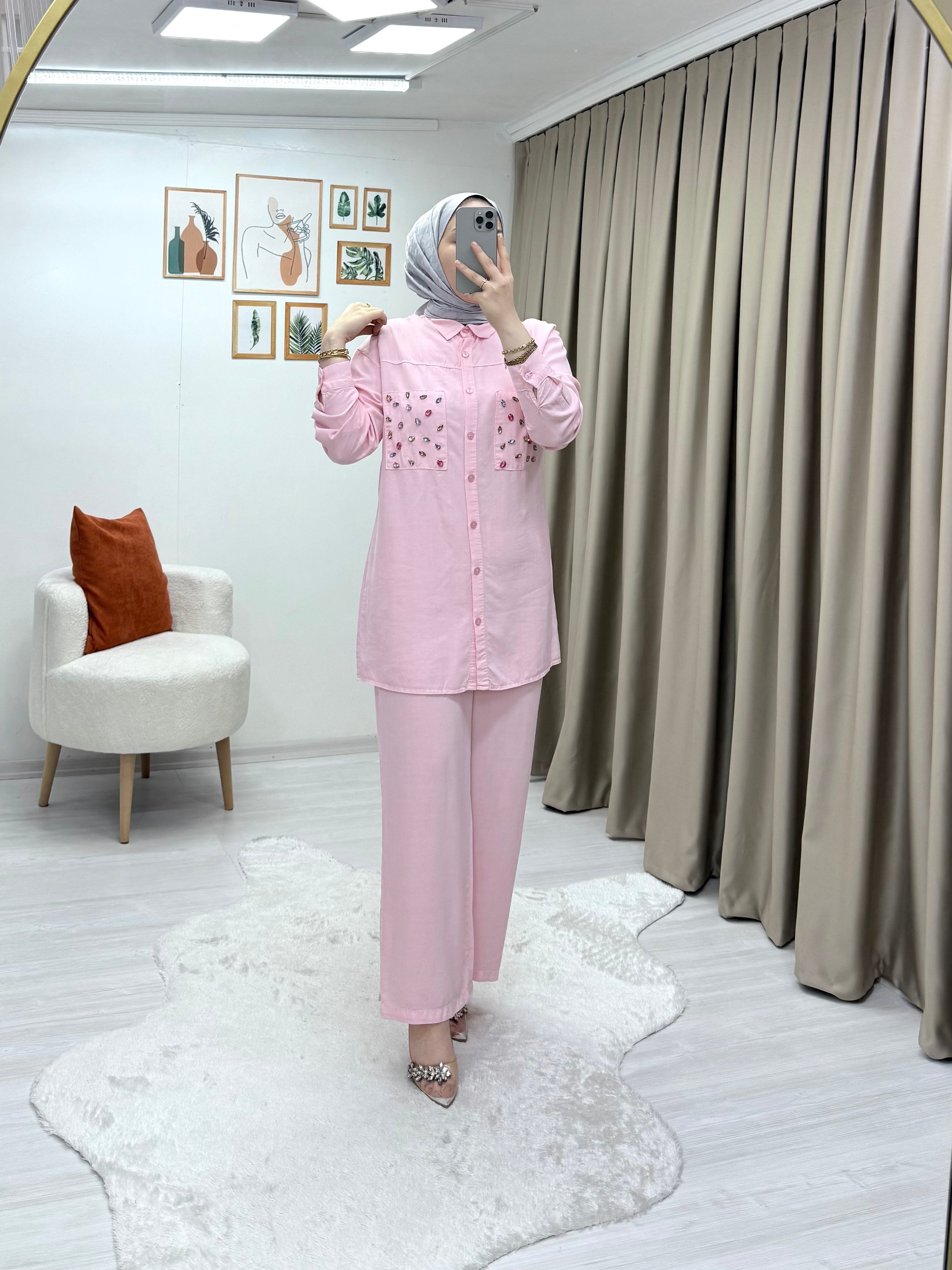 Mio Taşlı Takım Pembe 0019 