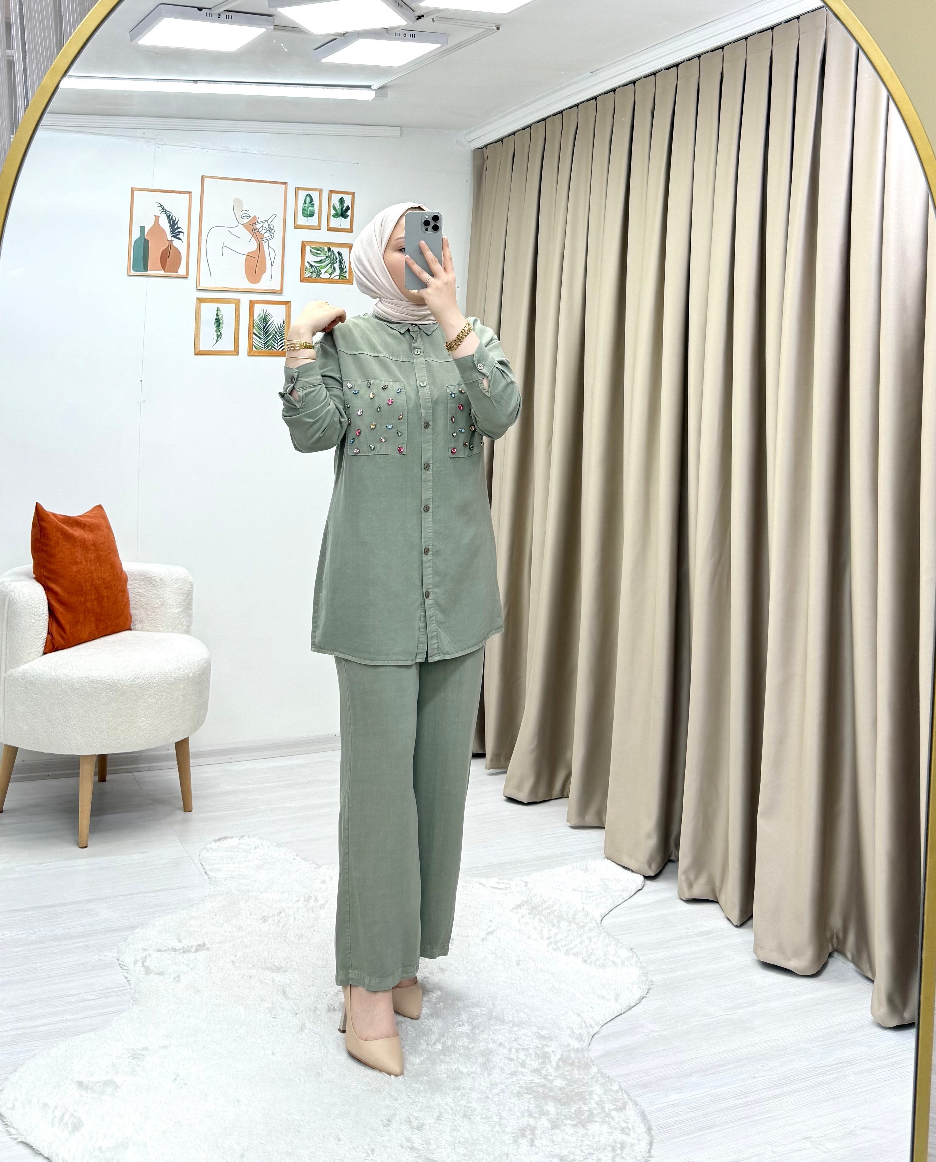 Mio Taşlı Takım Yeşil 0019 