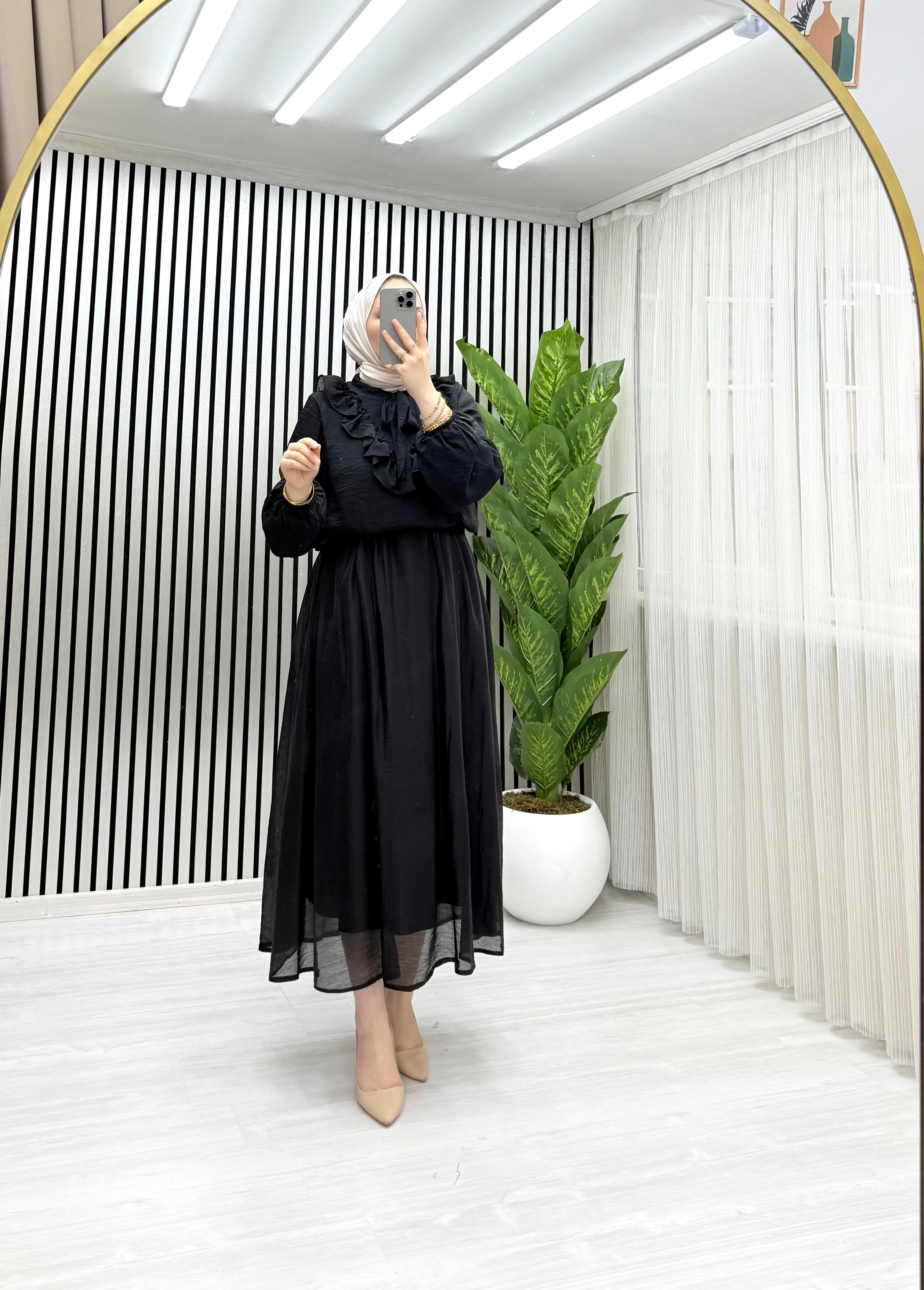 BELLA ETEKLİ TAKIM SİYAH 0034 