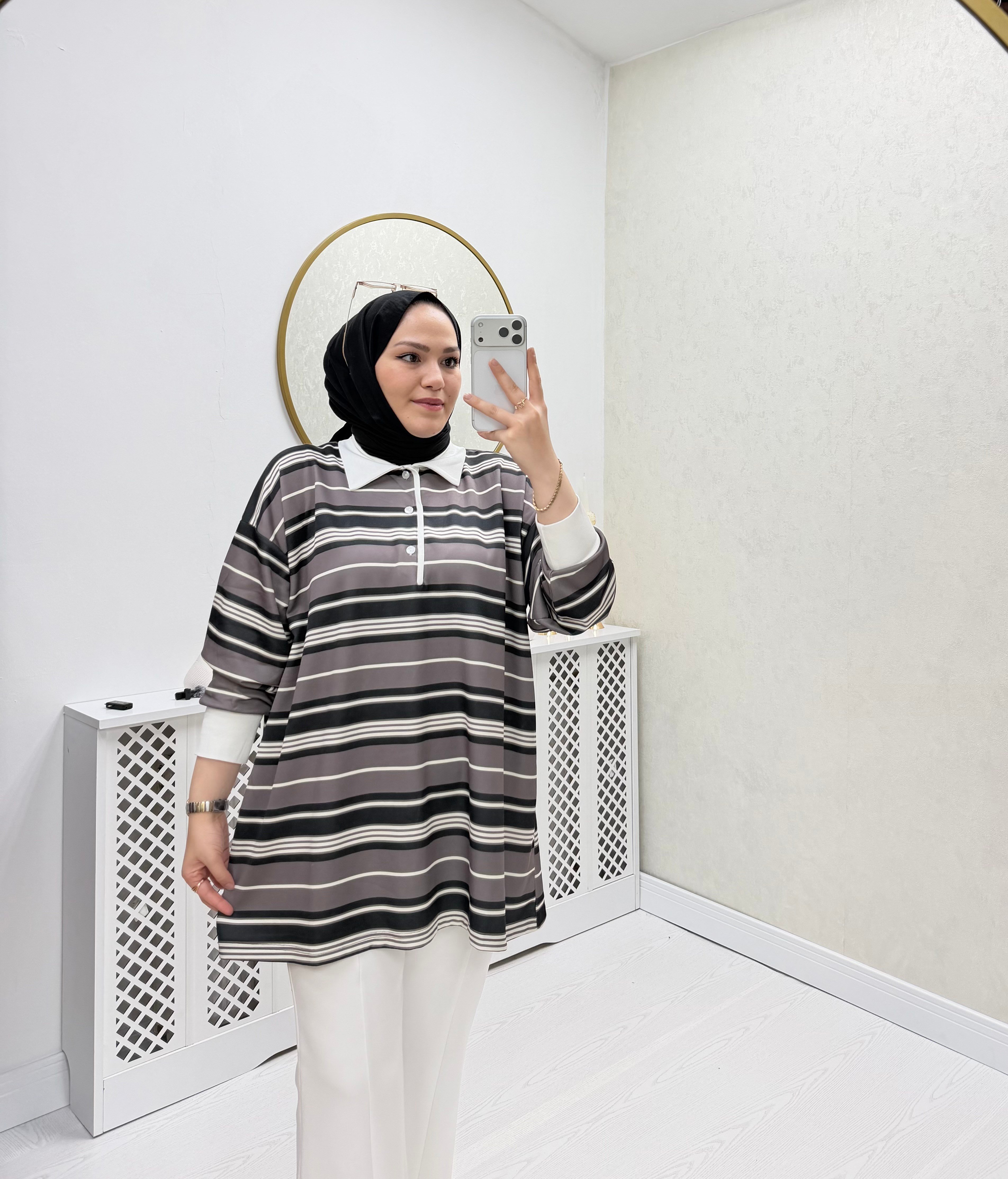 Yuna Sweat Gri Siyah Geçişli 79 
