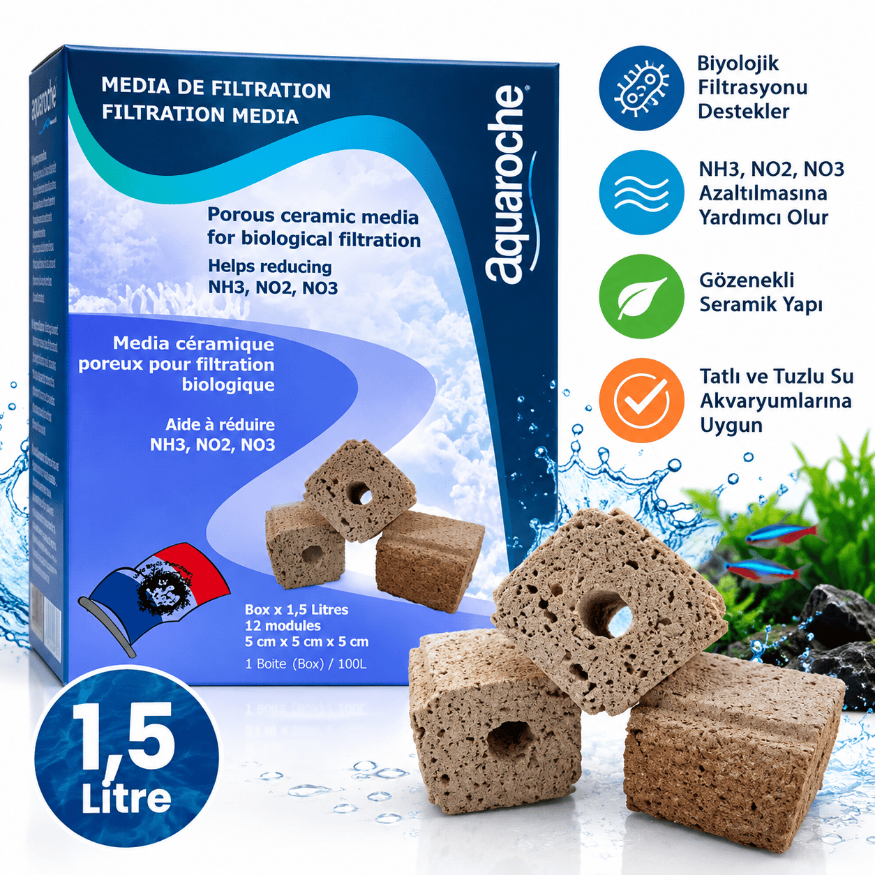 Filter Media Simple Module Bakteri Yuvası (1.5 Litre)