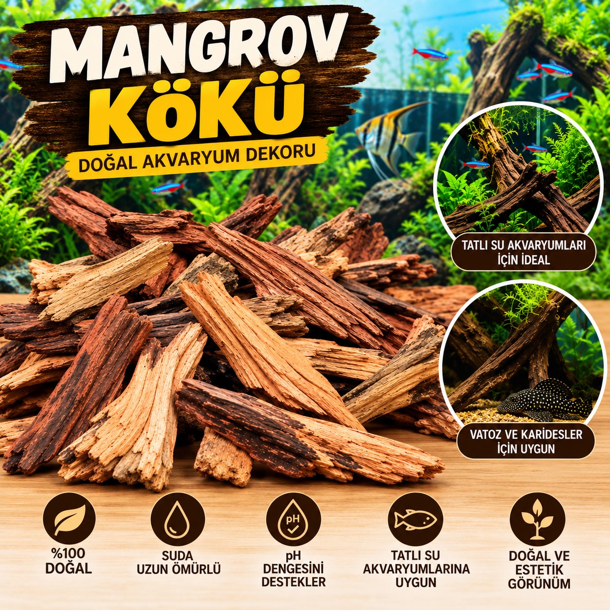 Mangrove Kökü S Boy  1 Adet  20 - 26 CM