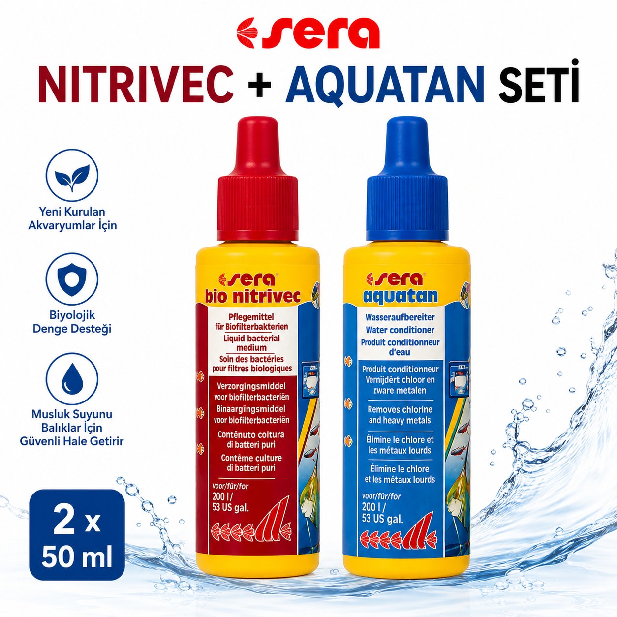 Tatlı Su Akvaryum Başlangıç Bakım Sera 2 li set  2x50ml