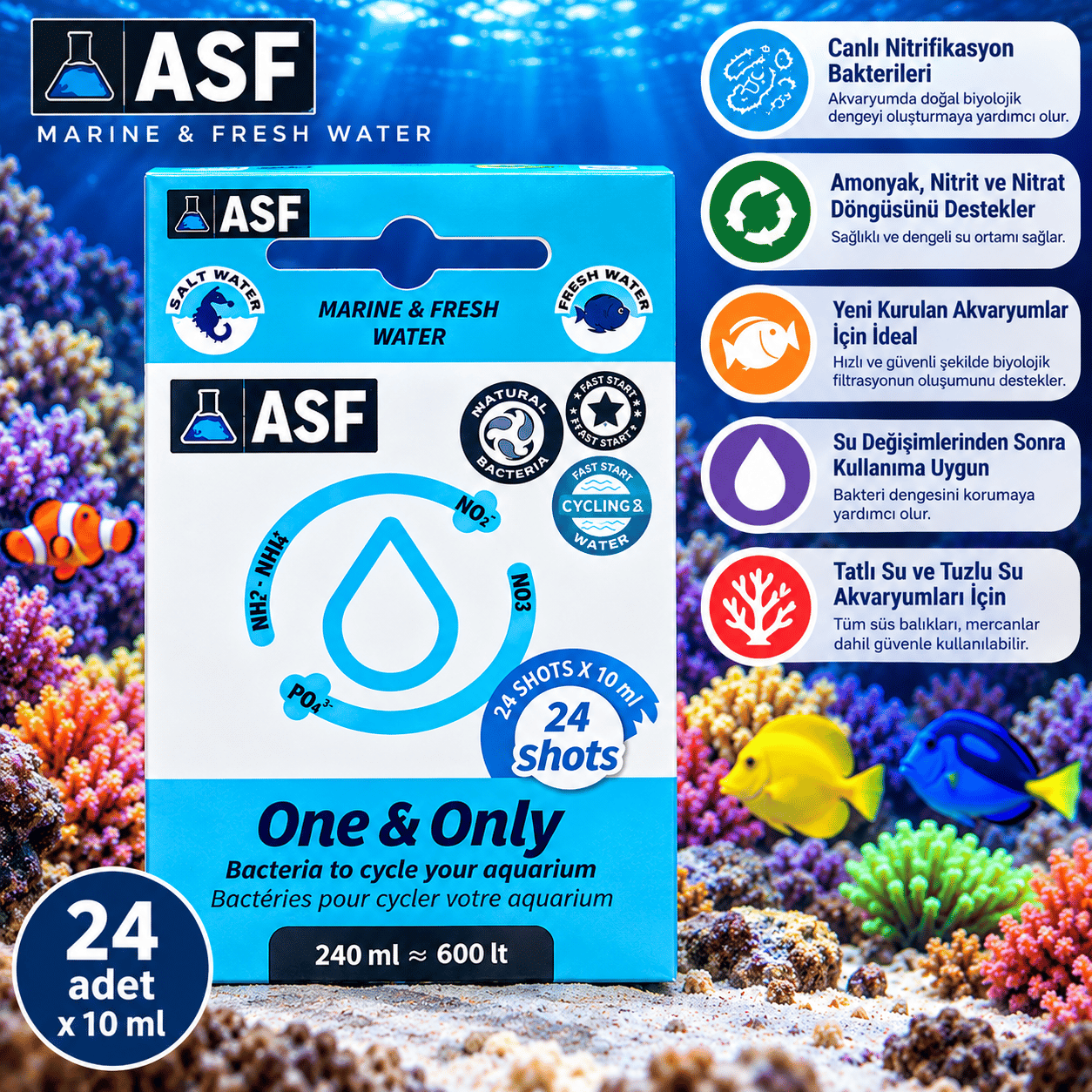 Aquarium Systems One & Only (24x10) 240 ml Bakteri kültürü