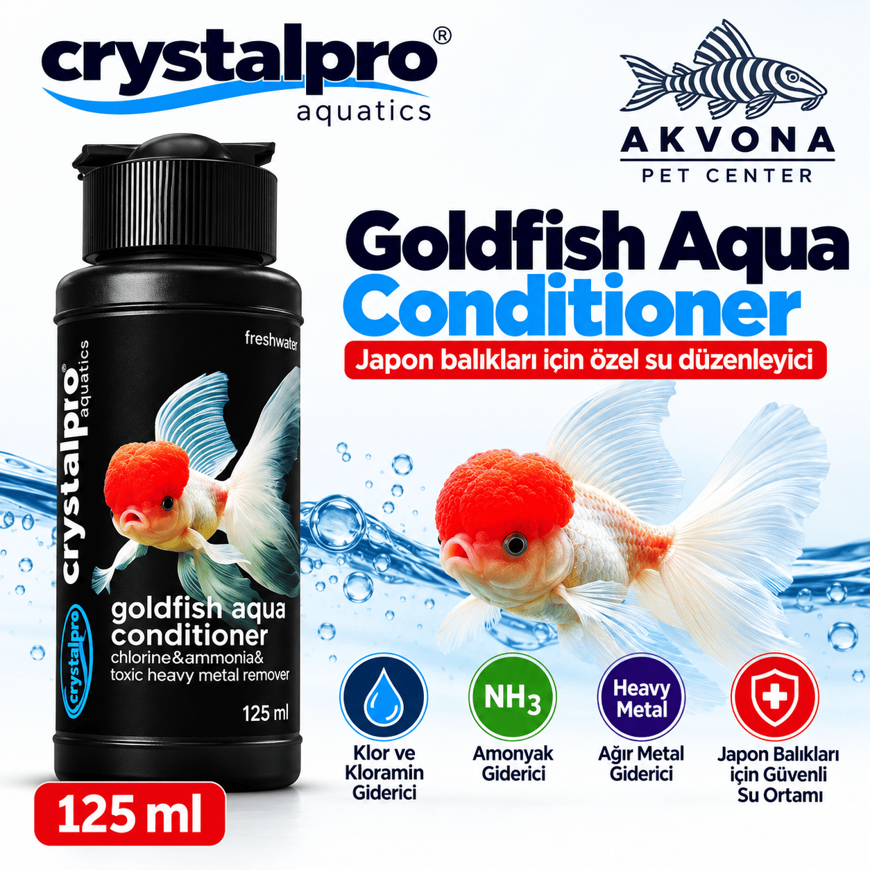 Crystalpro Goldfish Aqua Conditioner Japon Balıkları İçin Su Düzenleyici 125ml