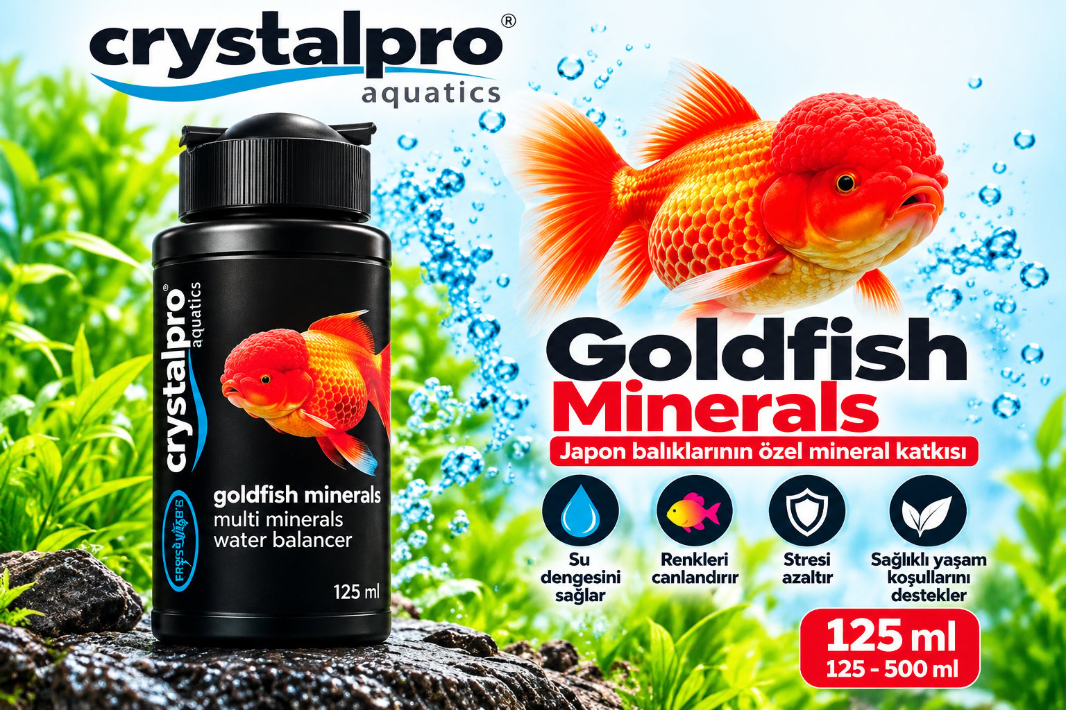 Crystalpro Gold Fish Minerals 125ml Japon Balığı Mineral Katkısı