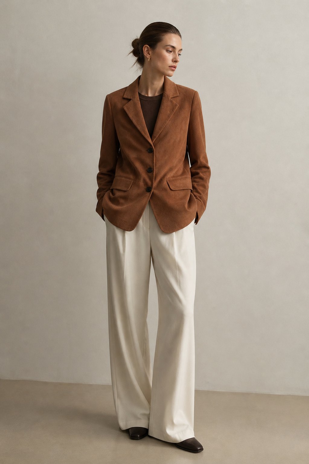 Camel Süet Blazer Ceket