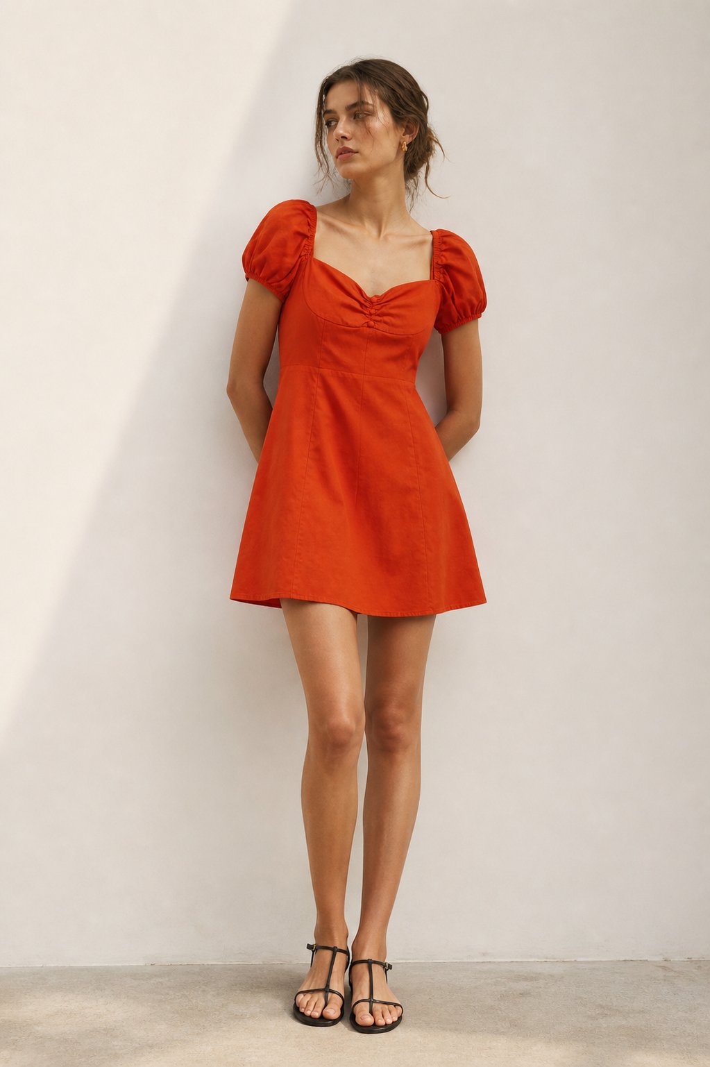 Nar çiçeği mini poplin elbise