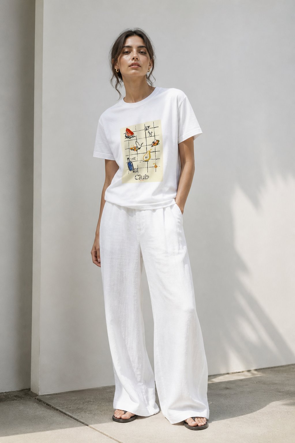 Orjinal Marka Baskılı Beyaz T-shirt