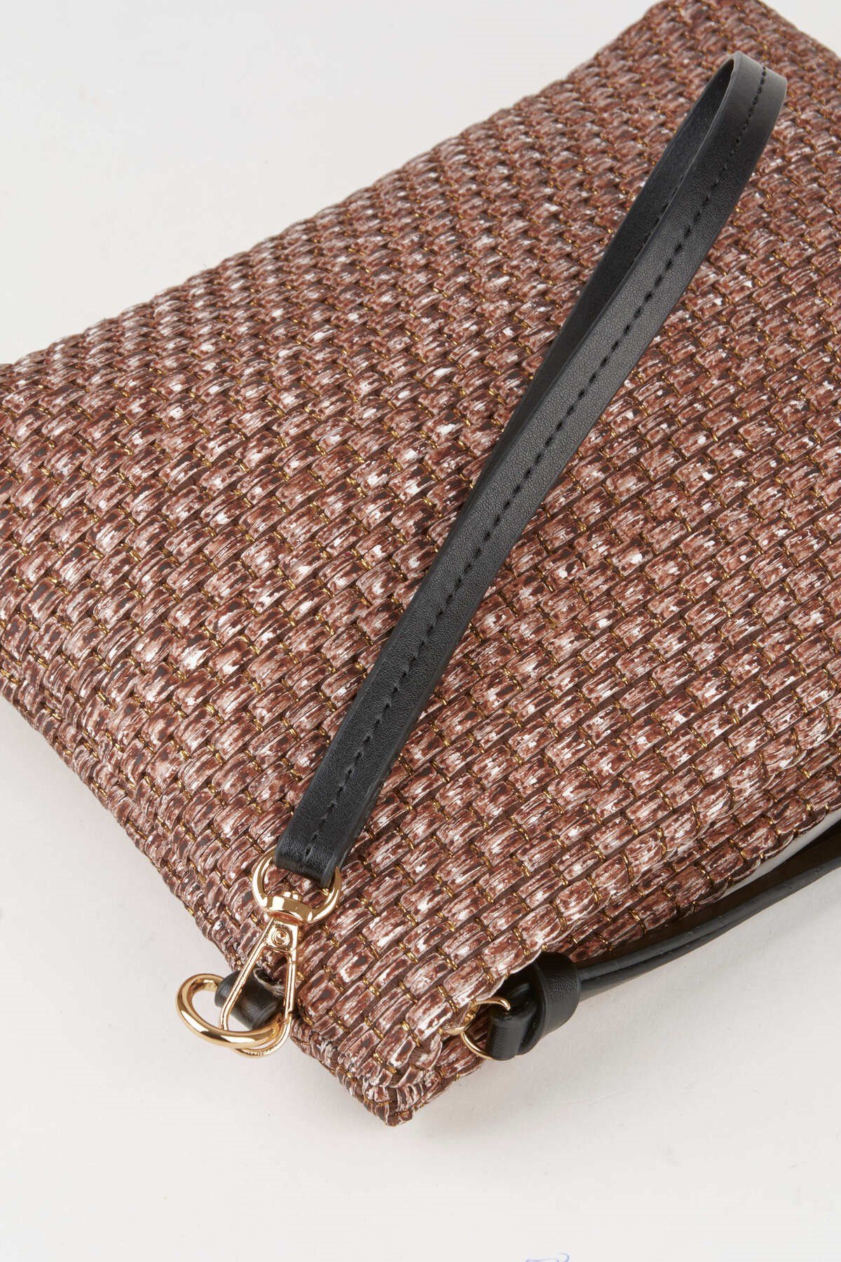 Kadın Bellis Hasır Açık Kahve Astarlı Suni Deri Bilek Askılı Portföy El Ve Clutch Çanta