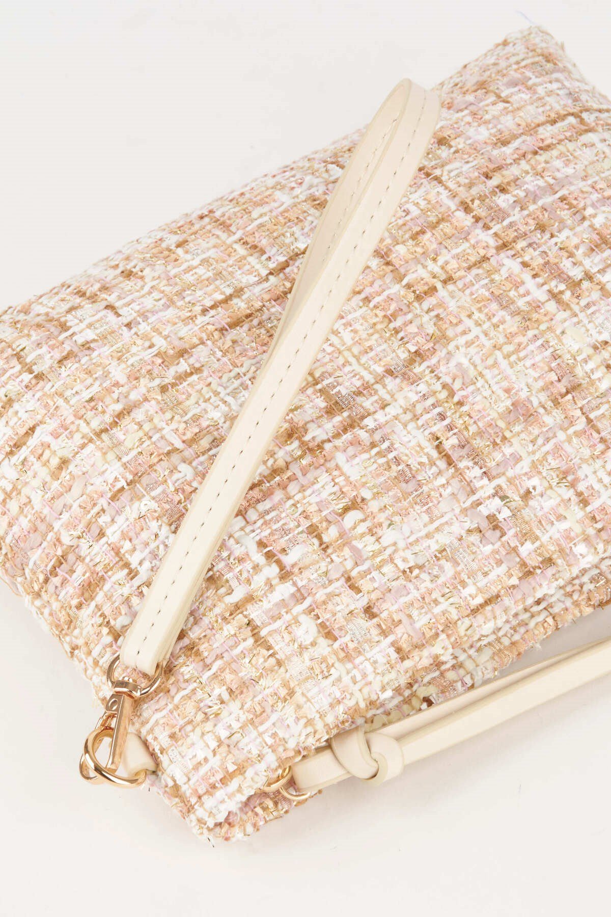 Kadın Bellis Tweed Krem-Pudra Astarlı Bilek Askılı Portföy El Ve Clutch Çanta