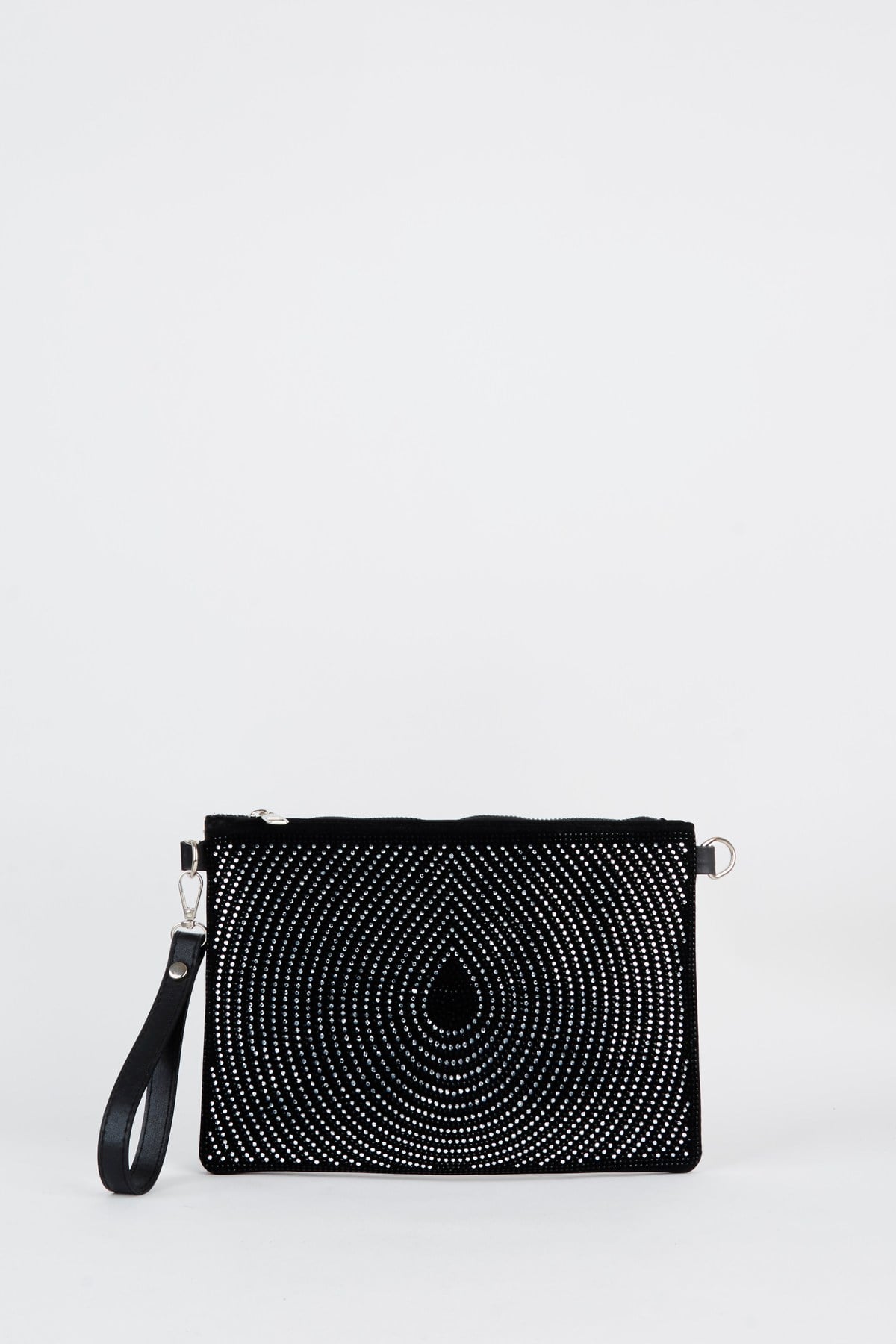 Kadın Damla Gümüş Taşlı Süet Bilek Askılı Ve Zincir Askılı Portföy El Ve Clutch Çanta