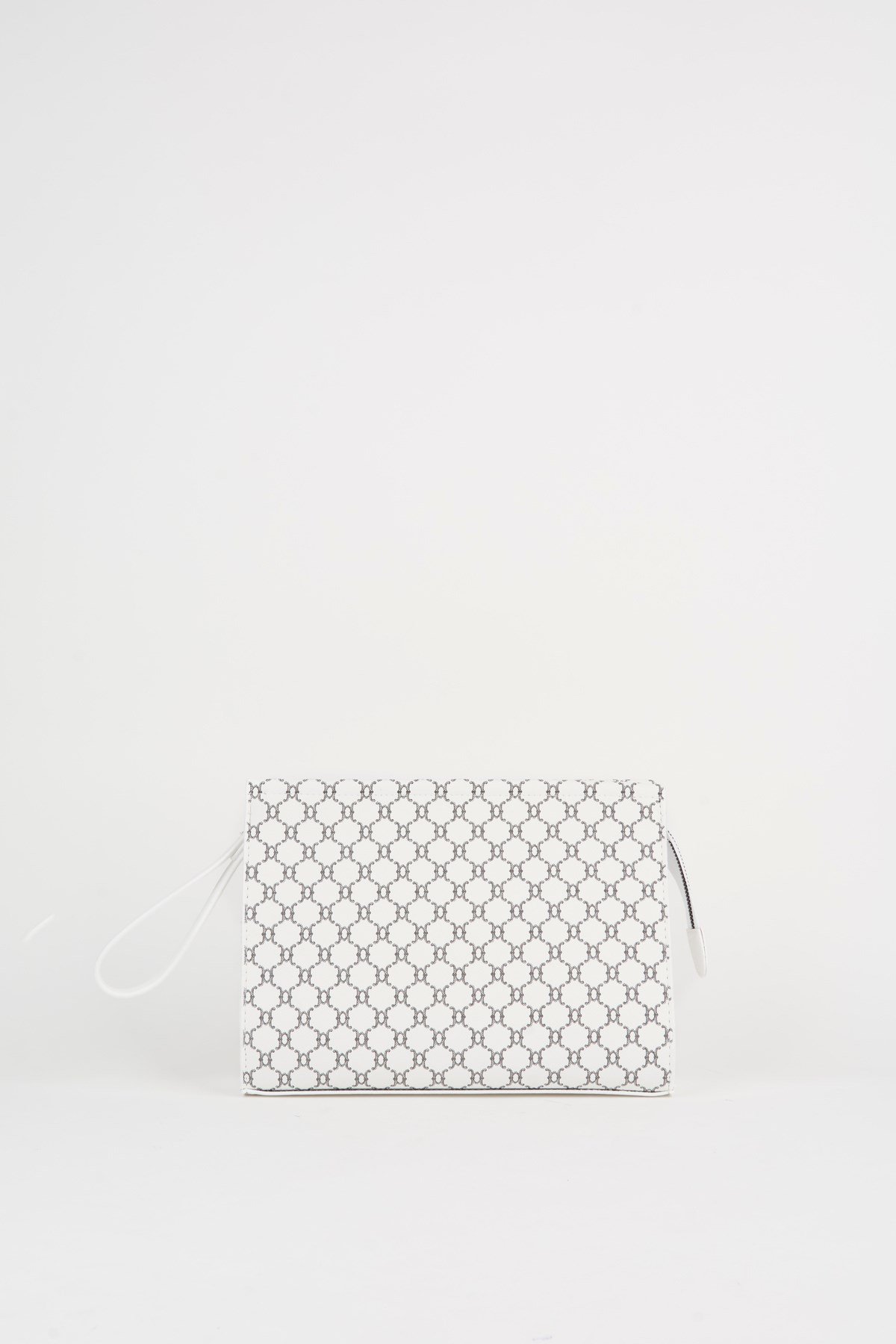 Kadın Petunya Desenli Beyaz Astarlı Suni Deri Bilek Askılı Portföy El Ve Clutch Çanta