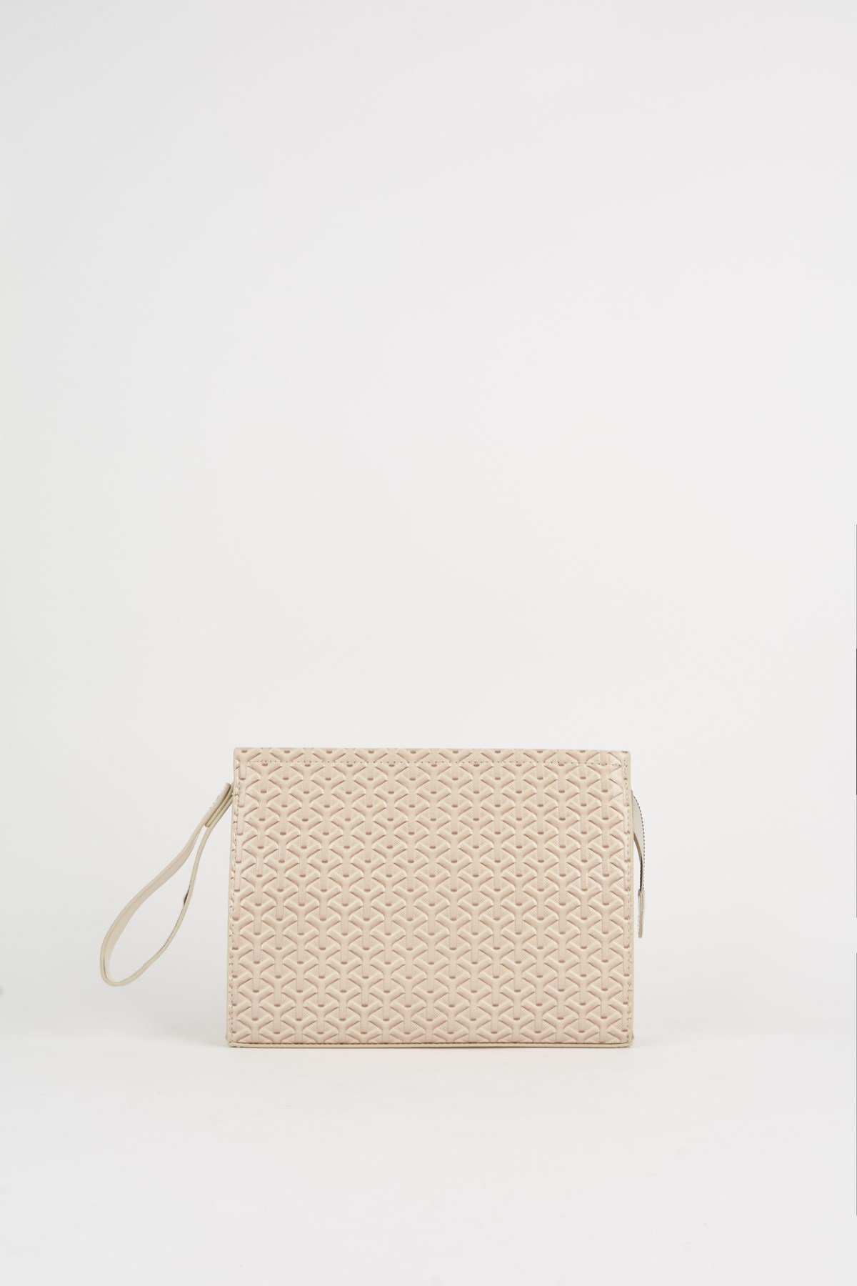 Kadın Petunya Dokulu Krem Astarlı Suni Deri Bilek Askılı Portföy El Ve Clutch Çanta