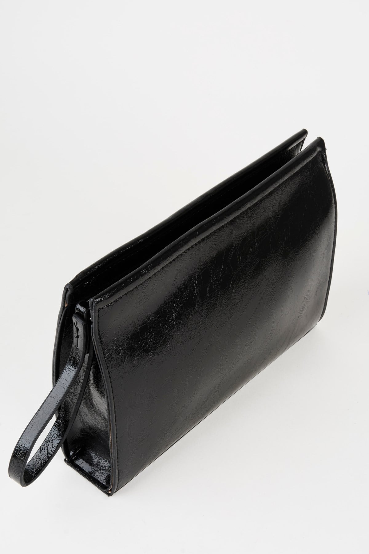 Kadın Petunya Siyah Astarlı Suni Deri Bilek Askılı Portföy El Ve Clutch Çanta
