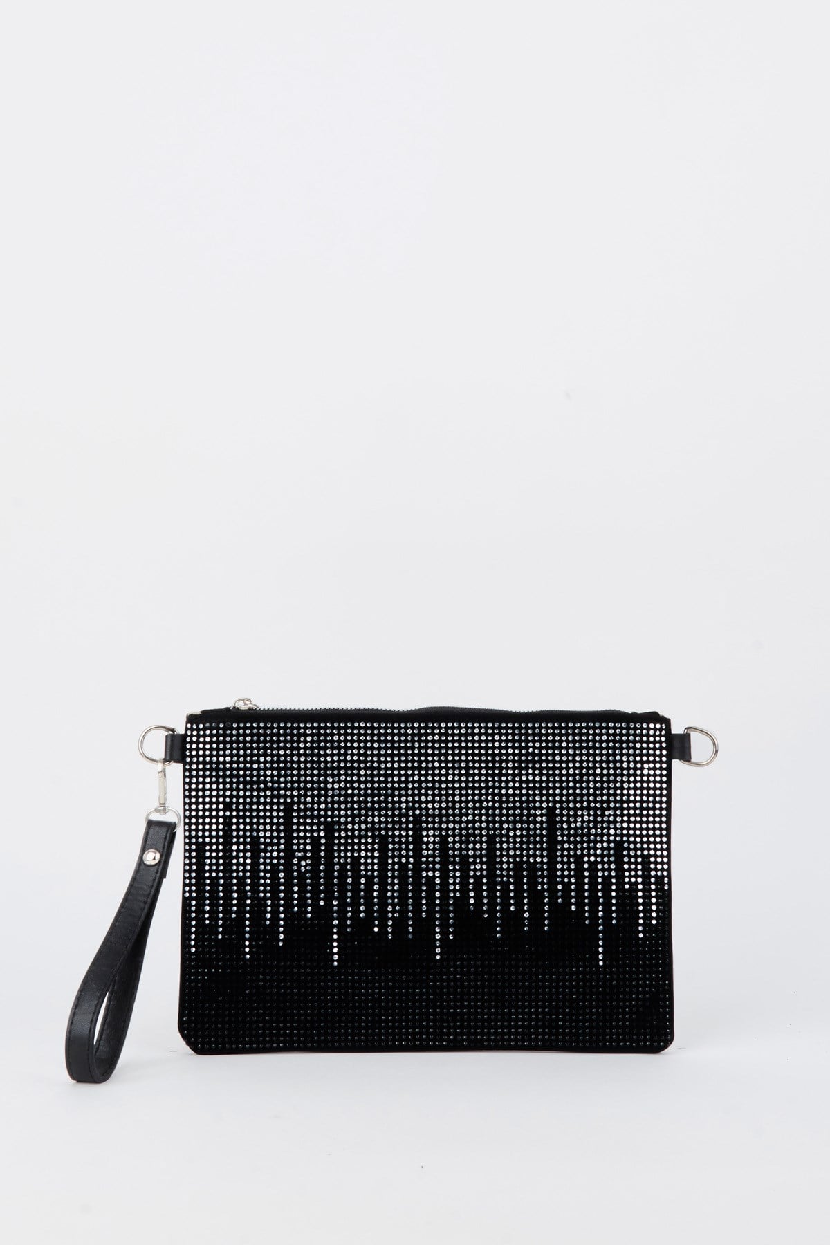 Kadın Şehir Silüeti Gümüş Taşlı Süet Bilek Askılı Ve Zincir Askılı Portföy El Ve Clutch Çanta