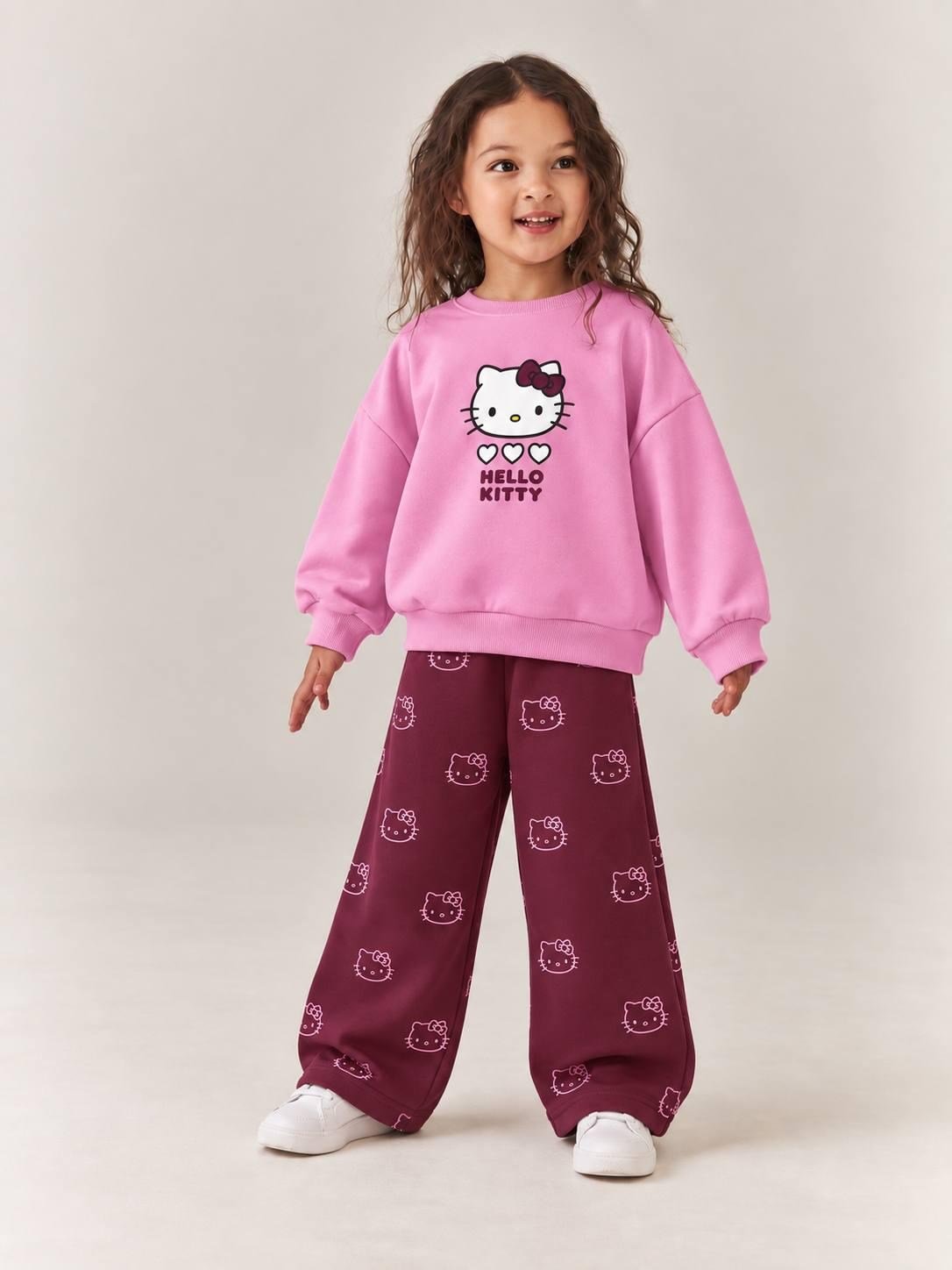 HELLO KİTTY BASKILI PEMBE BORDO SWEATSHİRT ALT TAKIM