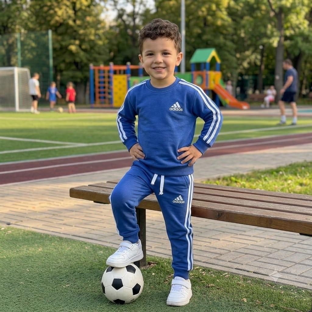 MAVİ YANLARI ÇİZGİLİ SWEATSHİRT VE JOGGER ALT-ÜST TAKIM