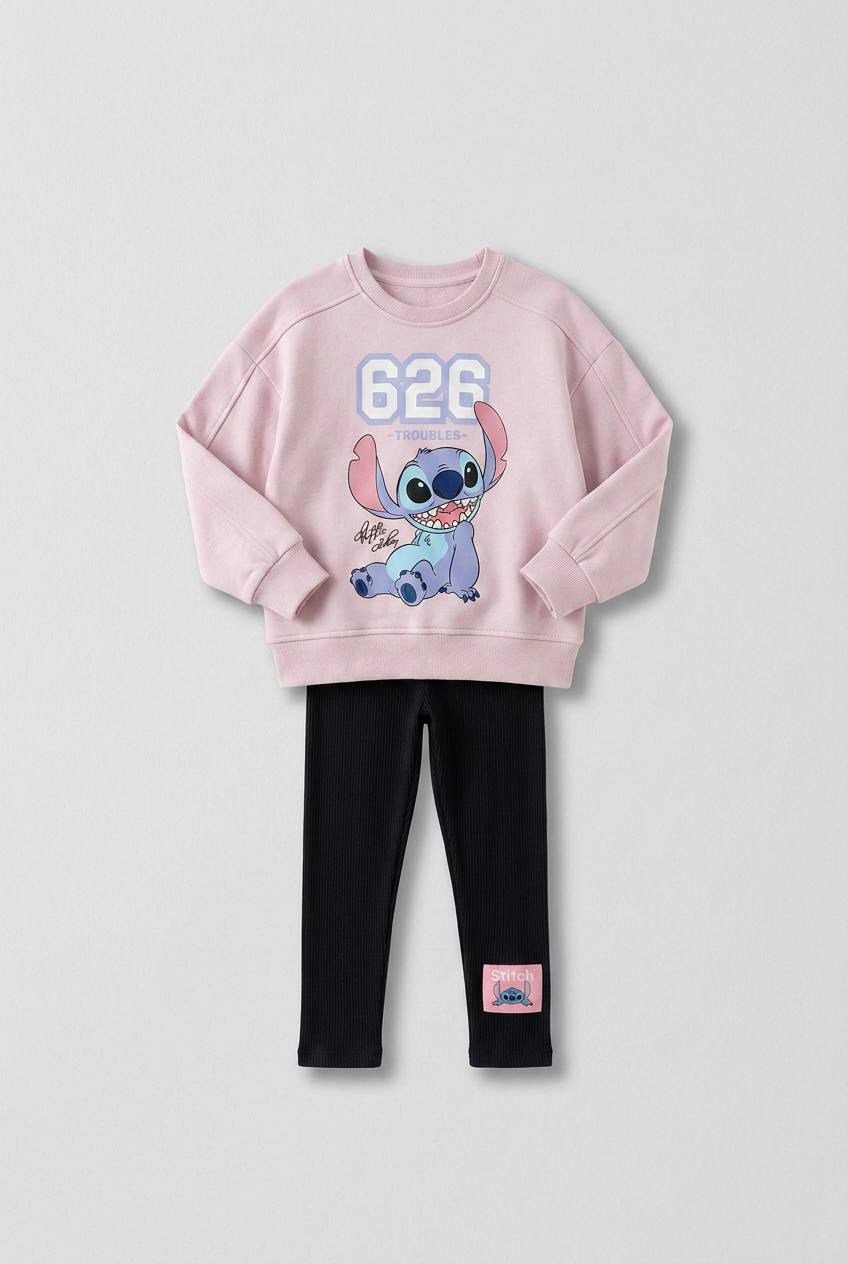 PEMBE STİTCH BASKILI SWEATSHİRT TAKIM