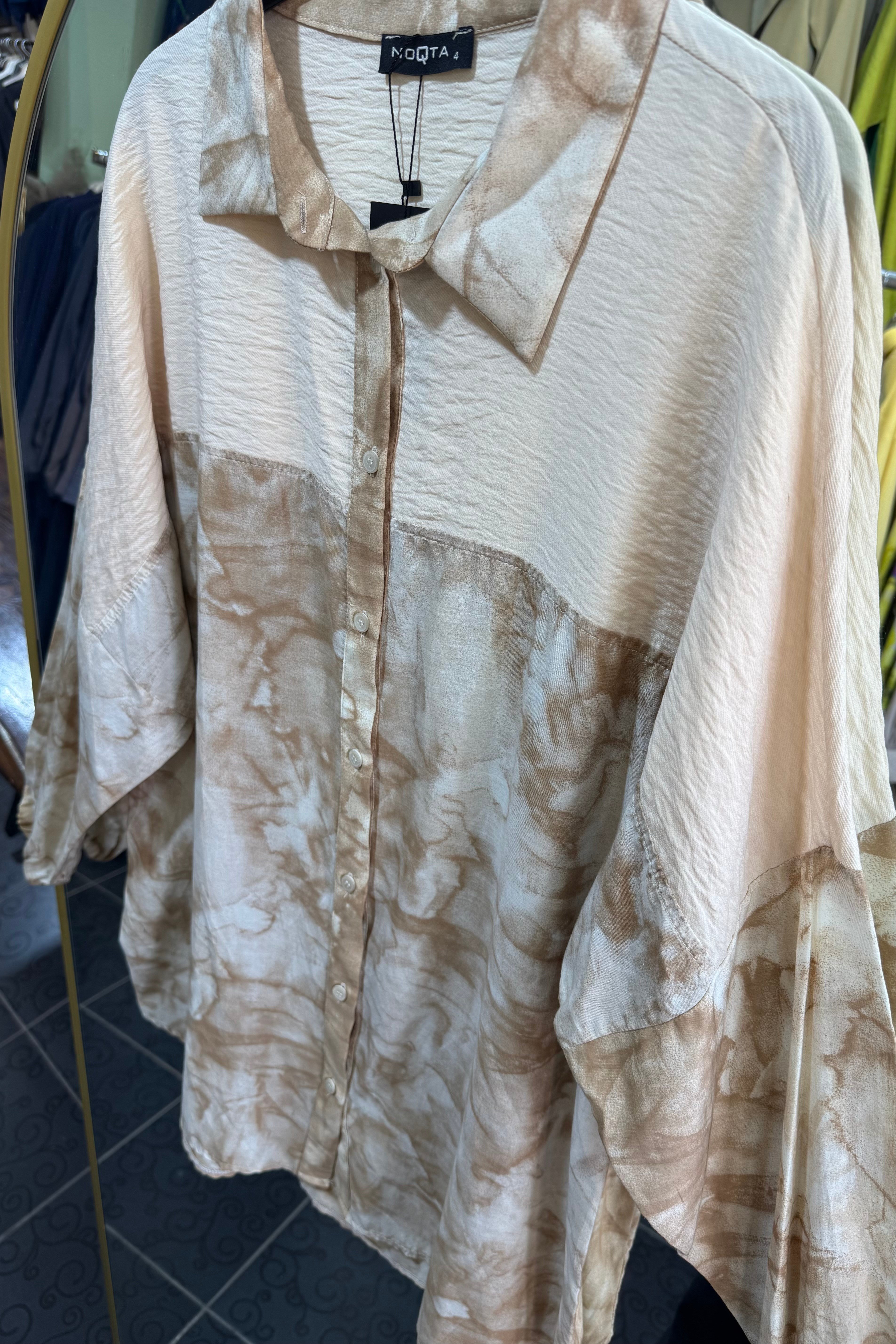 Batik Keten Gömlek BEJ