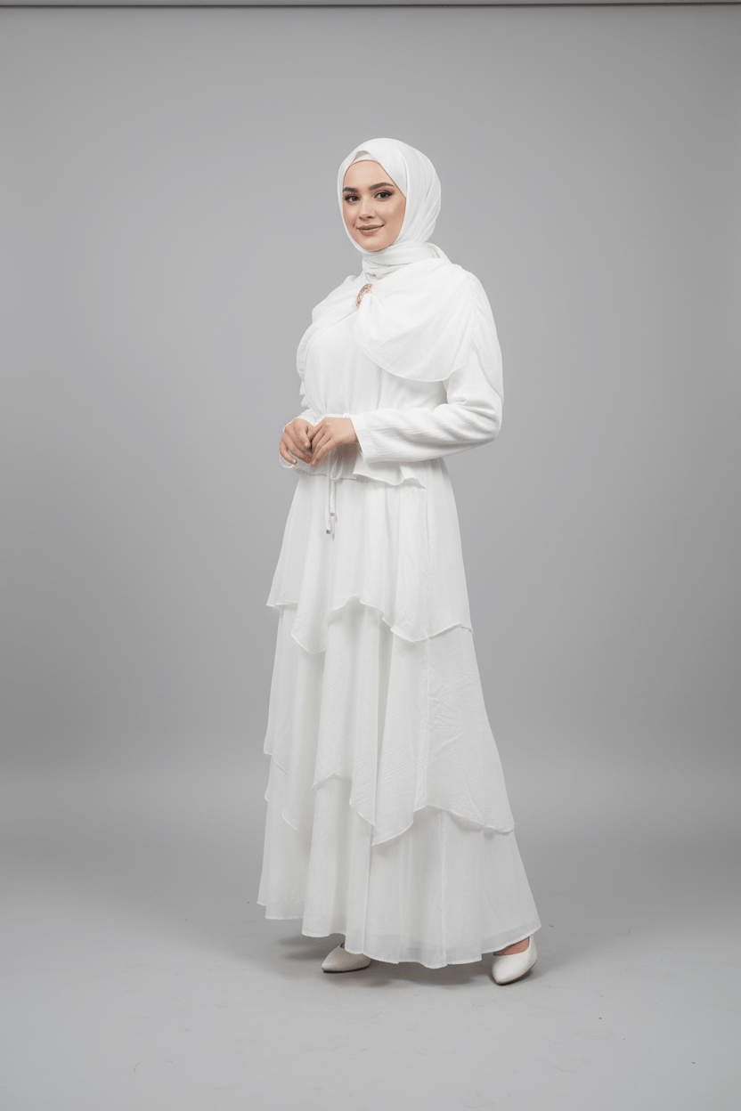 Bronşlu Vual Kat Kat Etekli Takım