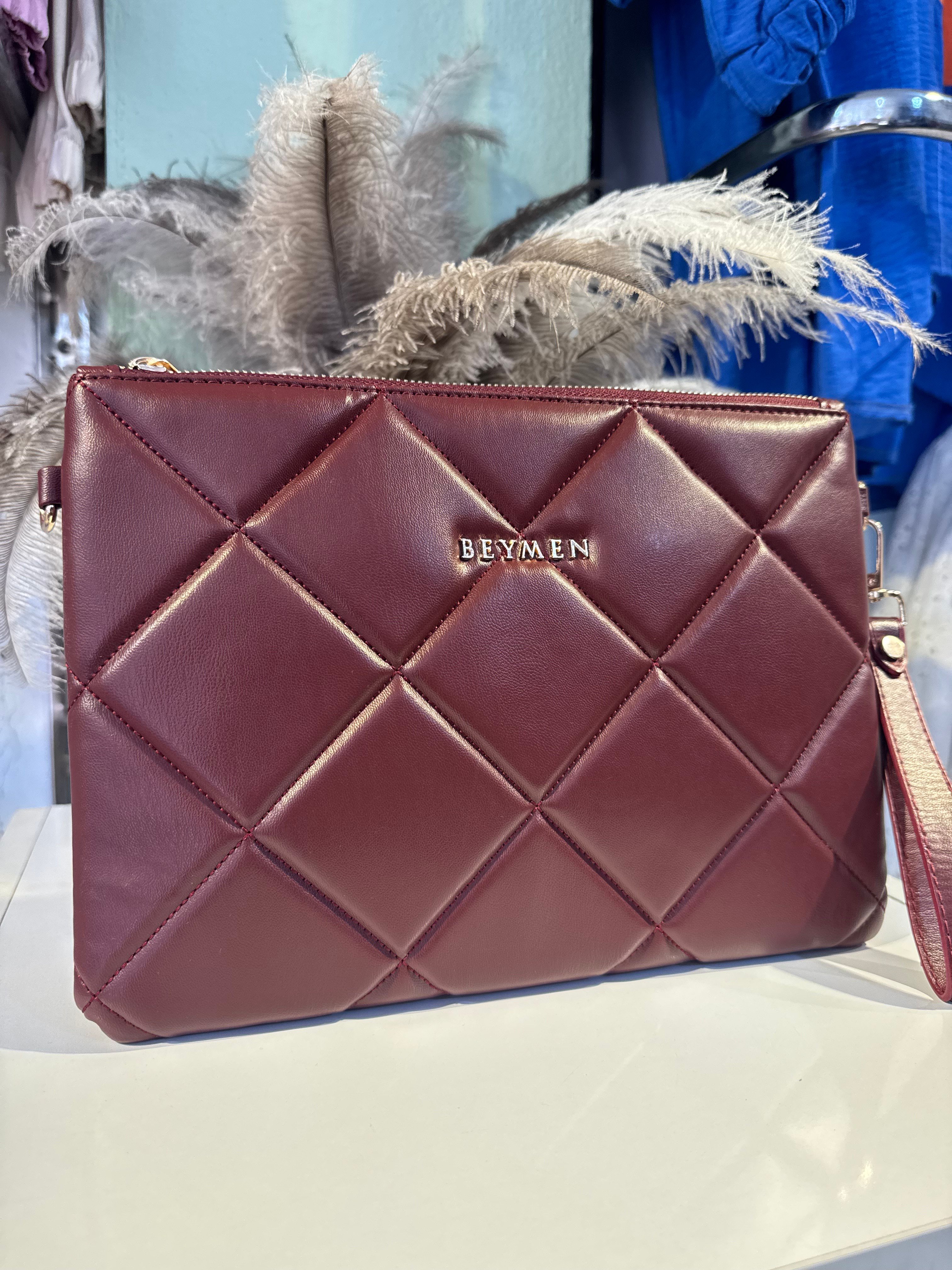 Kapitone Clutch Çanta BORDO