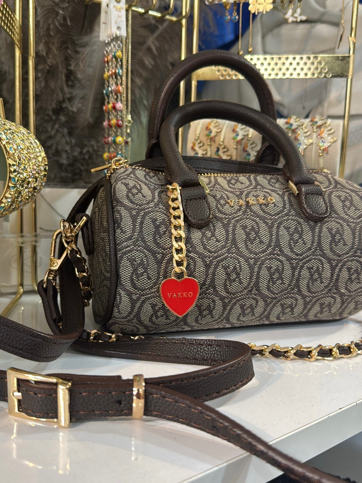 Oval Monogram Baskılı El Omuz Çantası 