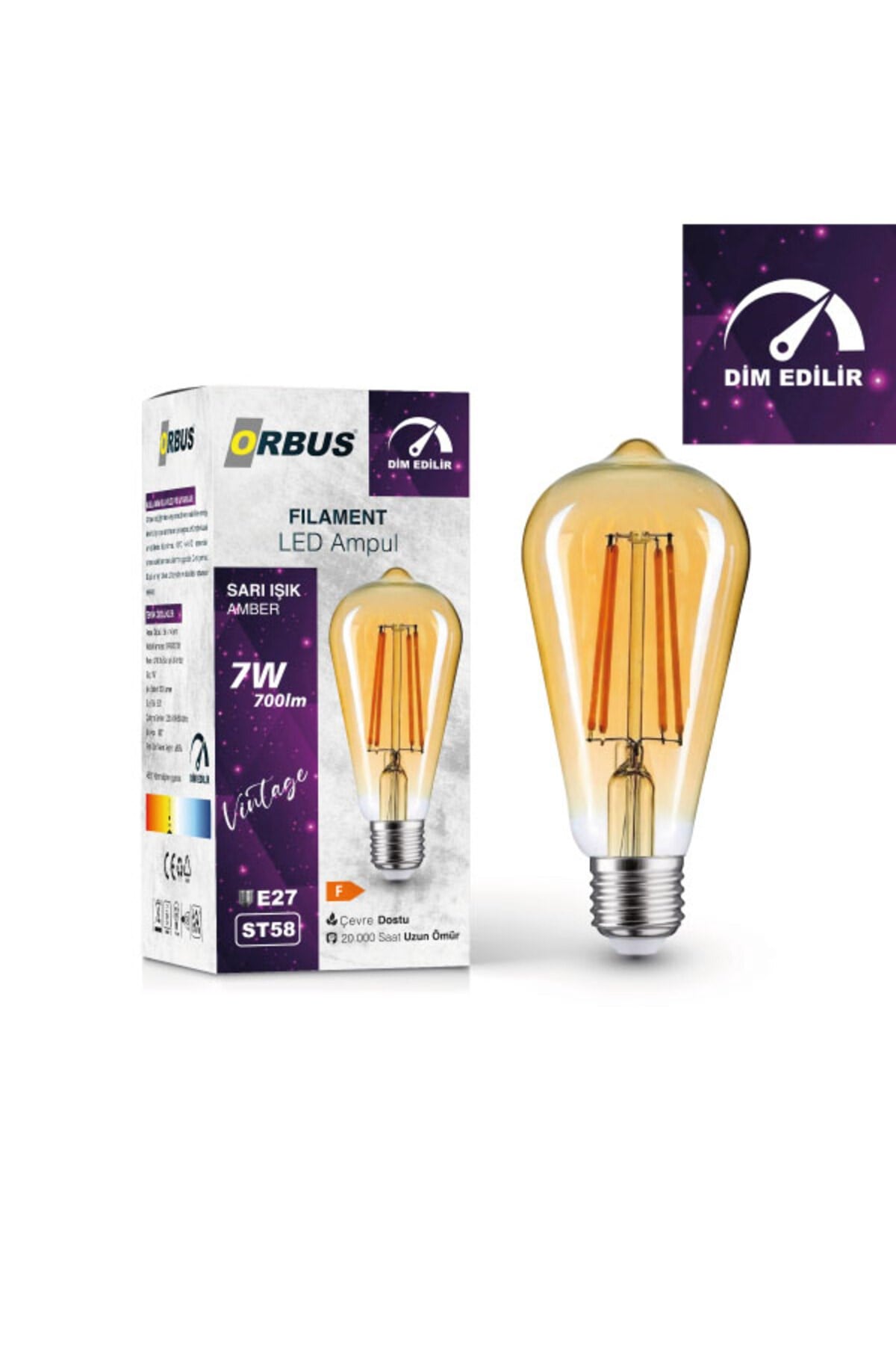 7W E27 Filament LED Ampul - Dim Edilebilir - DST58