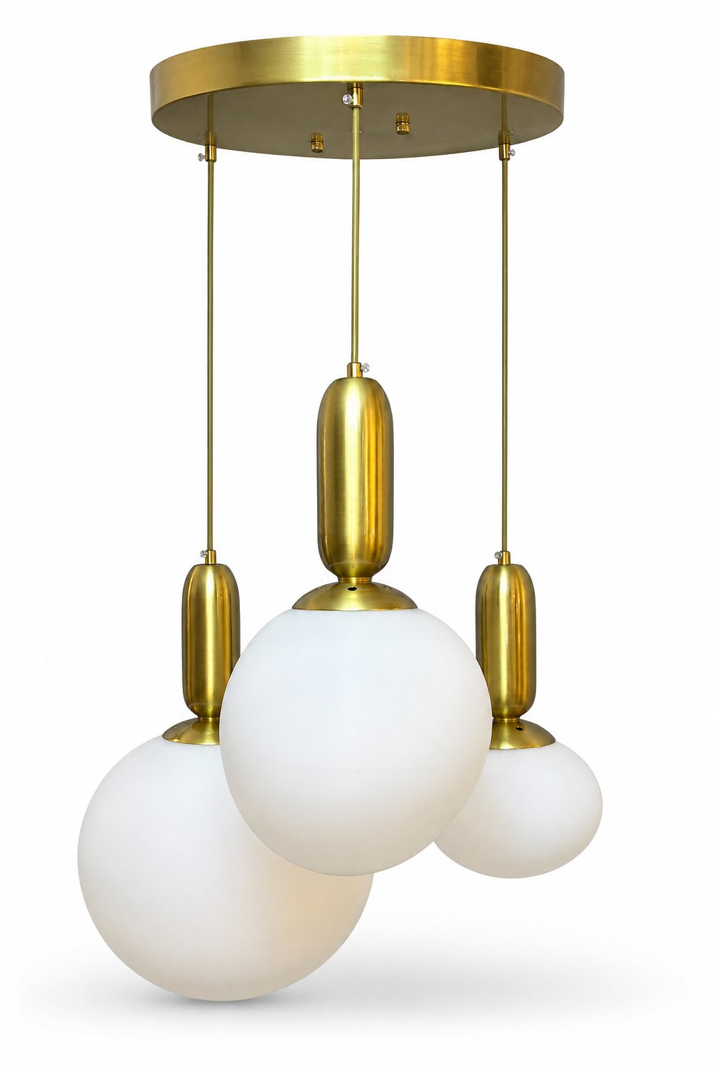 Gold 2'lü Cam Eggy Sarkıt Avize – Modern Eskitme Gold Salon Avizesi
