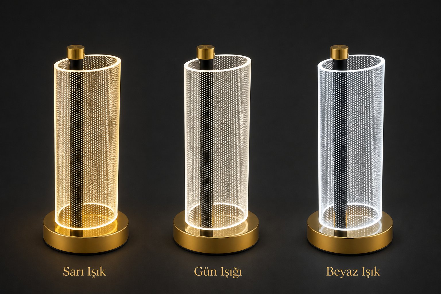Nokta Desenli LED Masa Lambası 3 Işık Modlu Modern Dekoratif Abajur