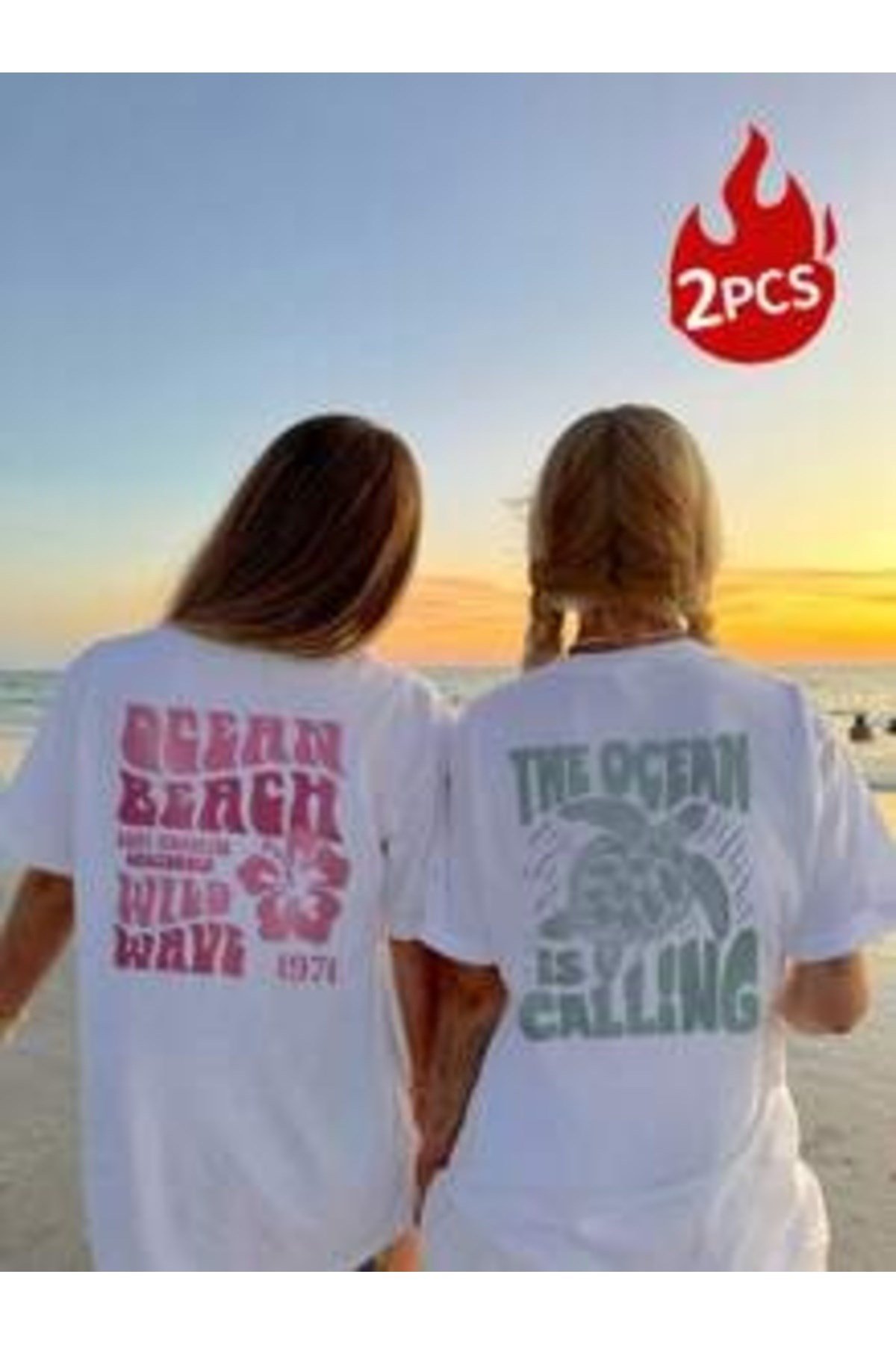 2 Adet Ocean Baskılı Premium Oversize T-shirt