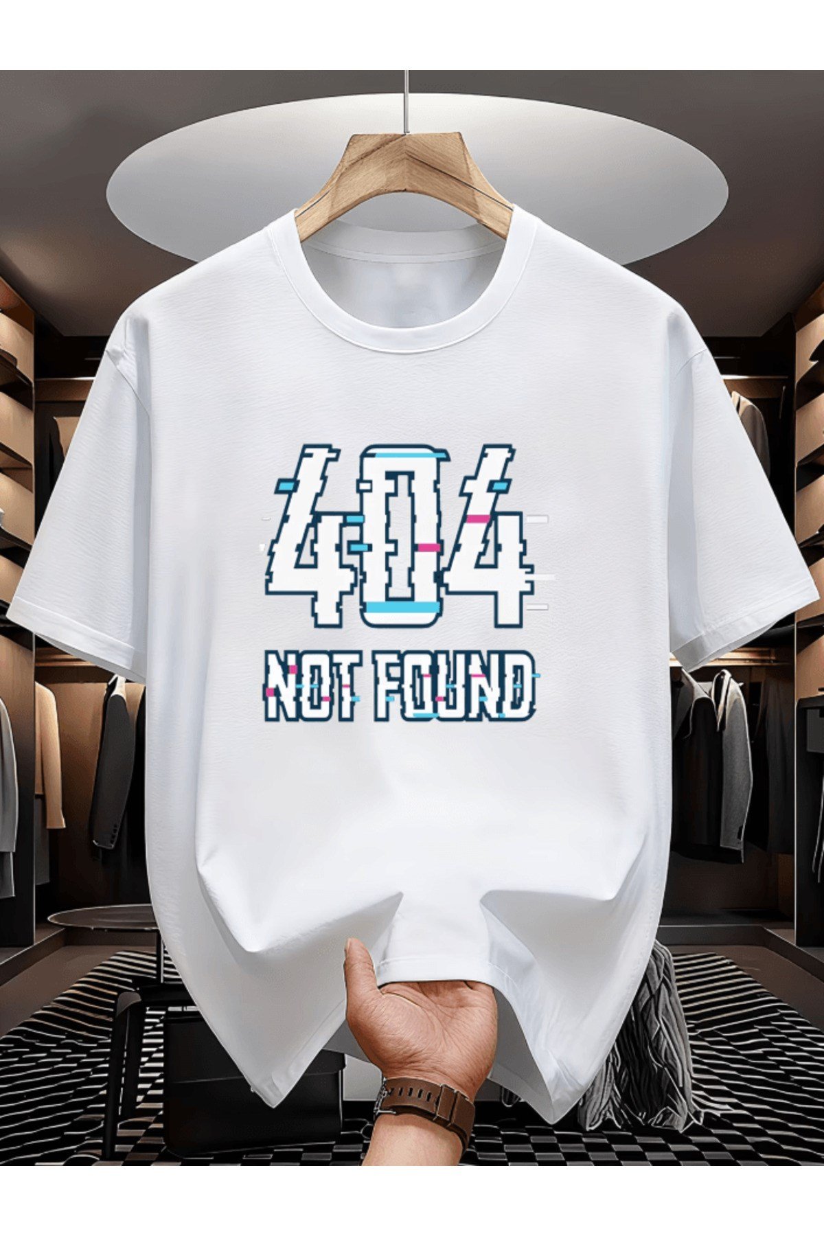 404 Not Found Bulunamadı Baskılı Premium Oversize T-shirt