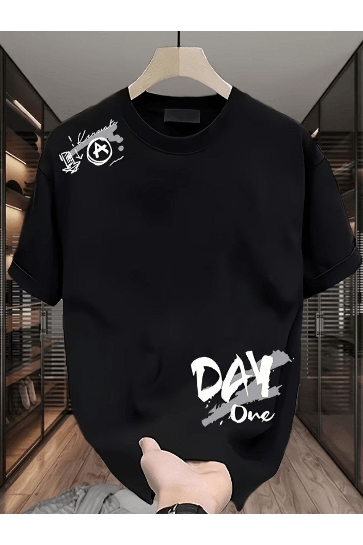 Bay Day One Baskılı Premium Oversize T-shirt