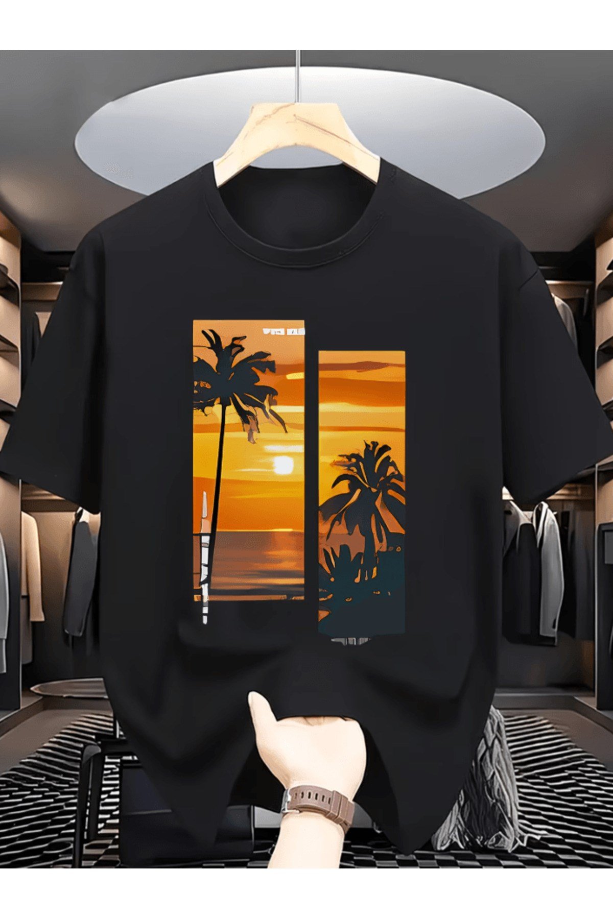 Bay Yaz Tema Baskılı Premium Oversize T-shirt