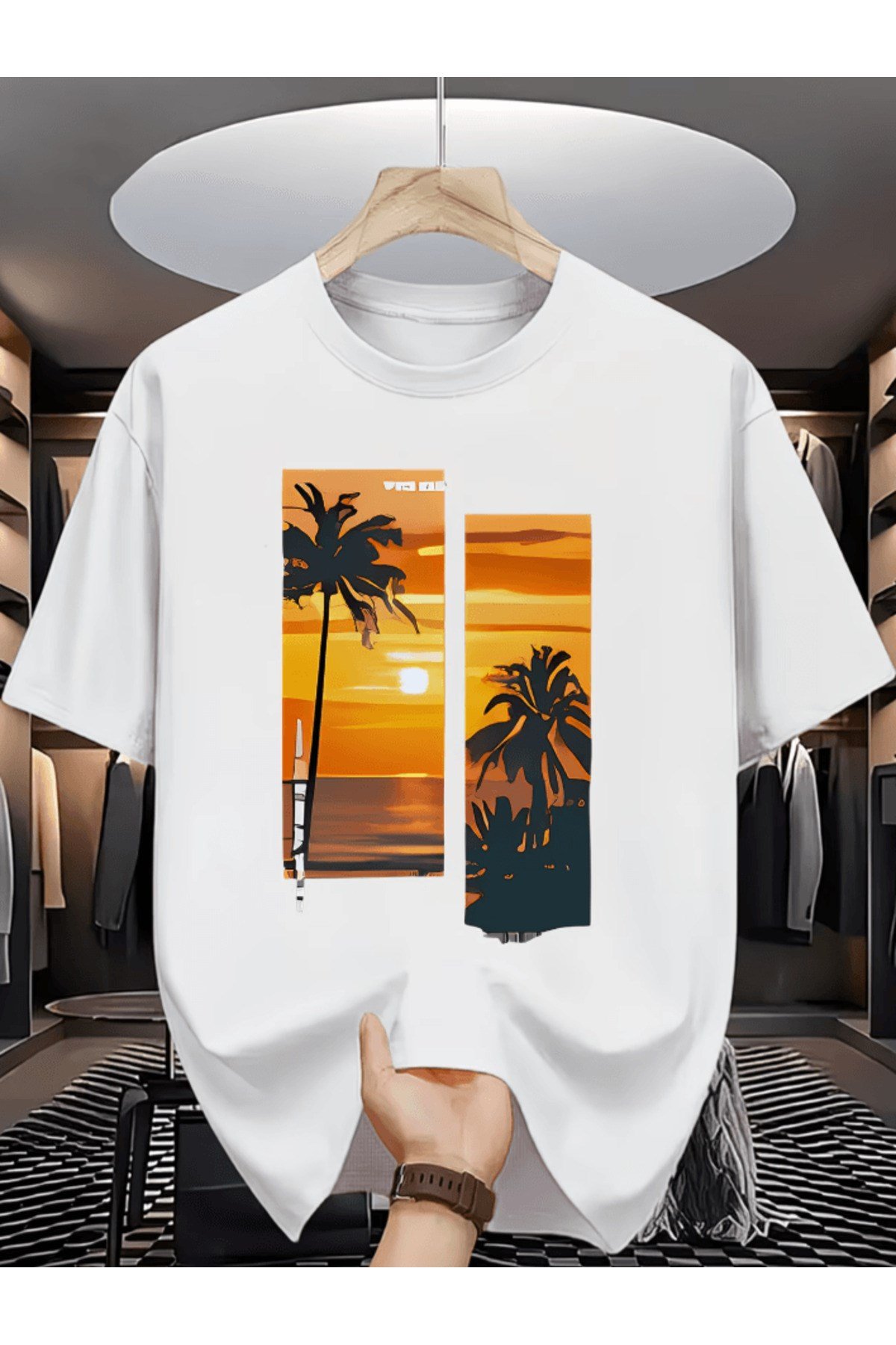 Bay Yaz Tema Baskılı Premium Oversize T-shirt