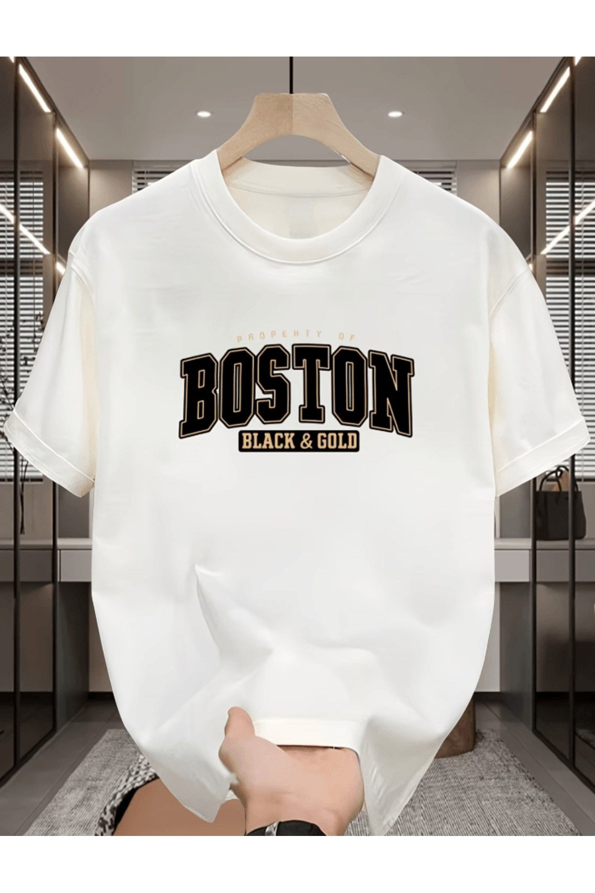 Boston Baskılı Premium Oversize T-shirt