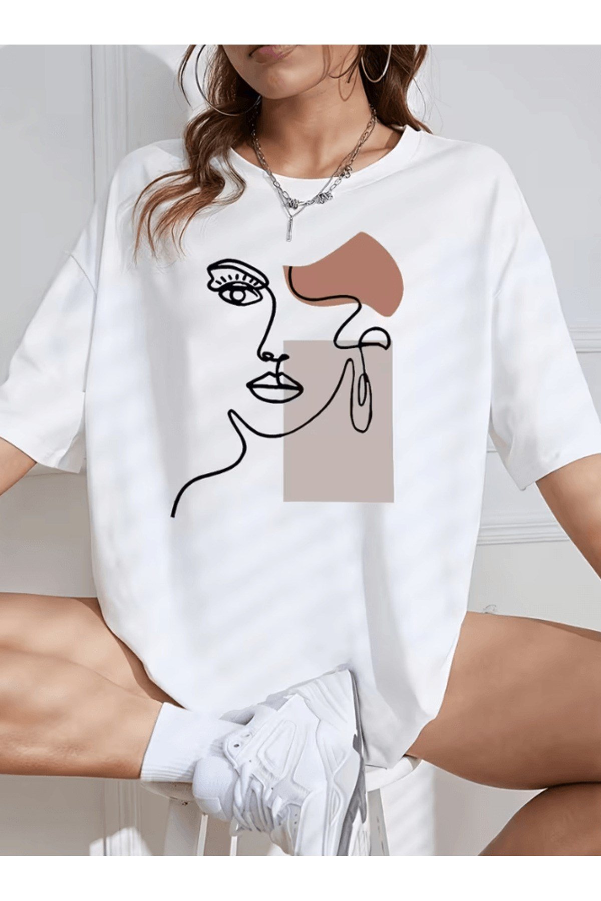 Face Özel Tasarım Baskılı Premium Oversize T-shirt