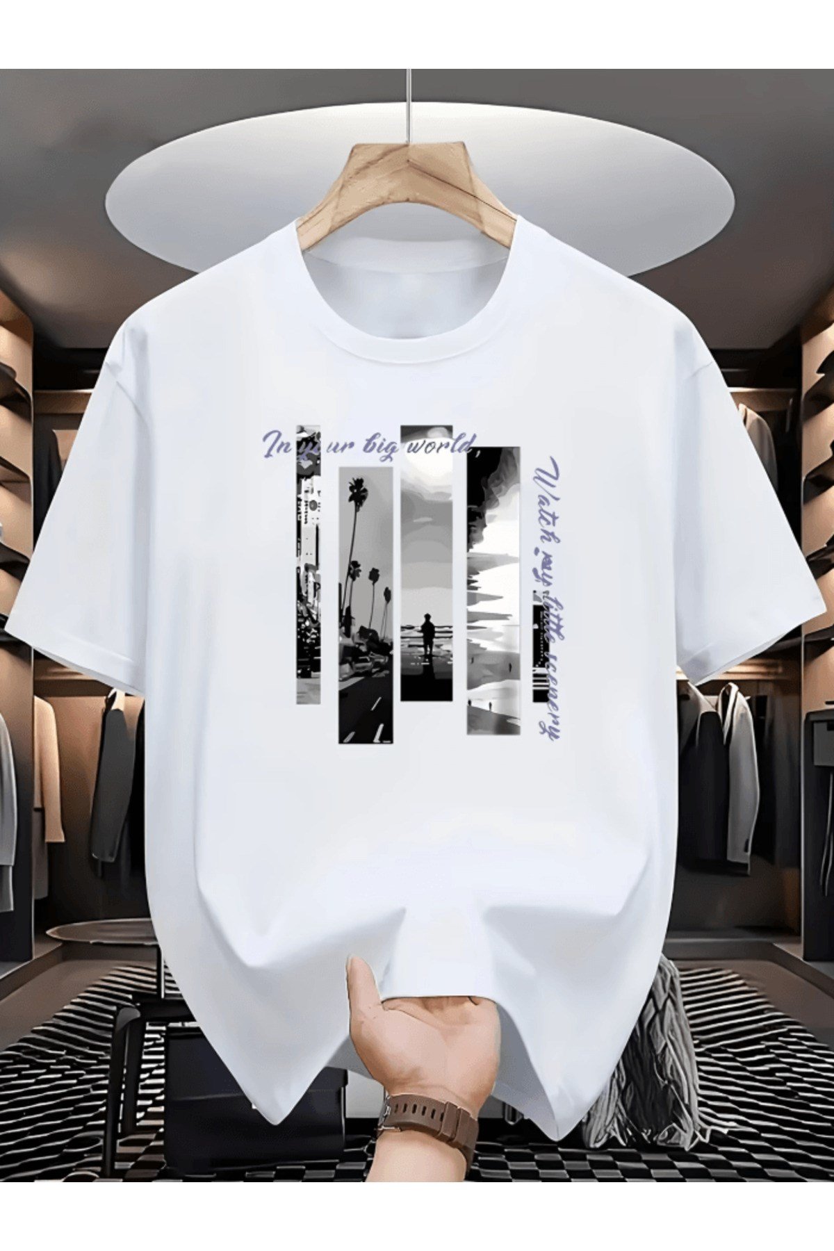 In Your Big World Baskılı Premium Oversize T-shirt