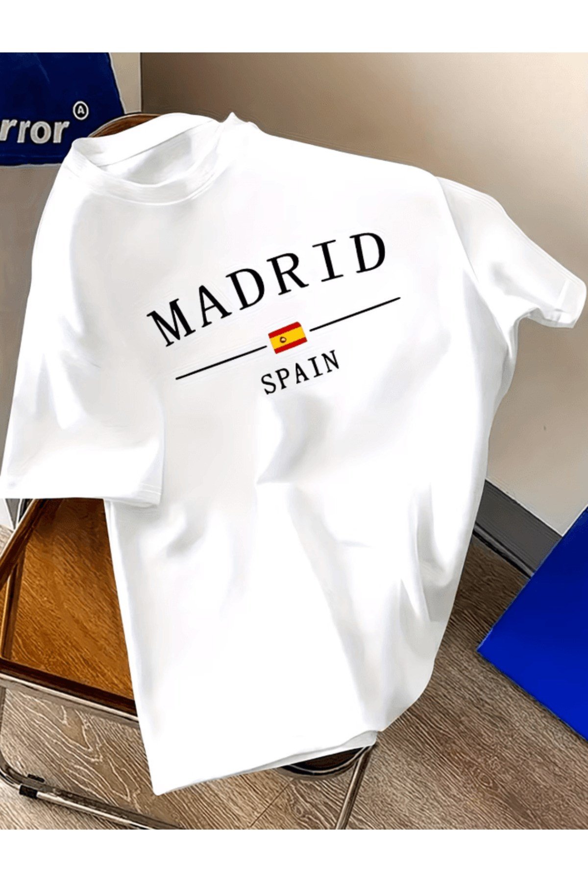 Madrid Spain Baskılı Premium Oversize T-shirt