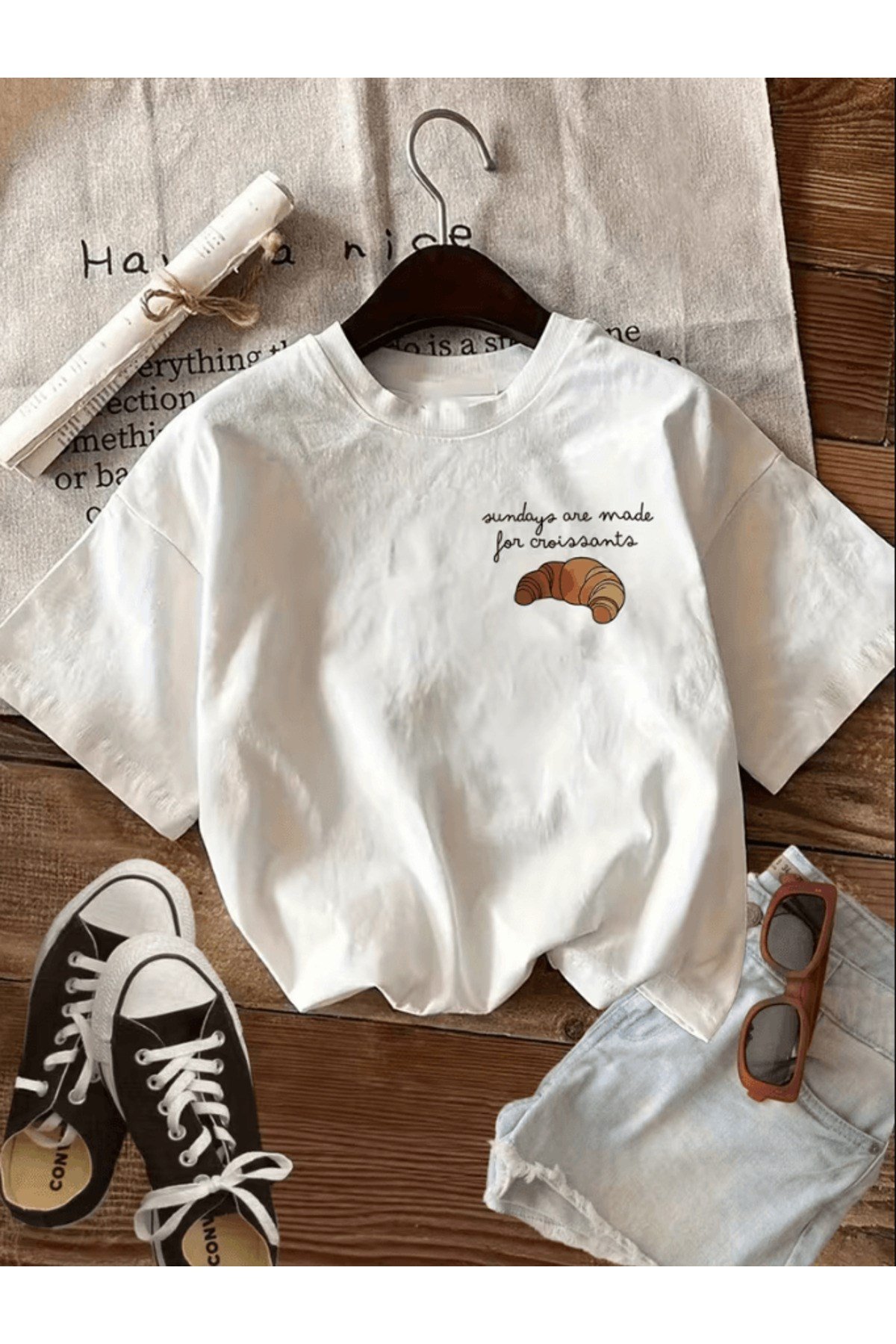 Mini Kuruvasan Ve Kahve Tasarım Baskılı Premium Oversize T-shirt