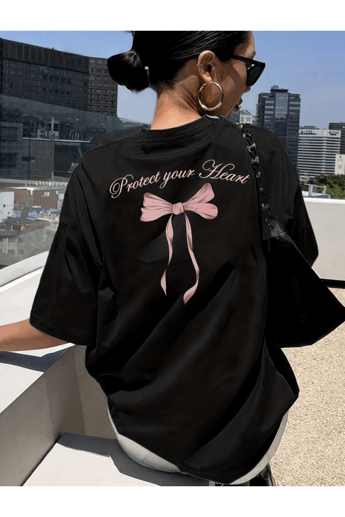 Protect Your Heart Sırt Baskılı Premium Oversize T-shirt