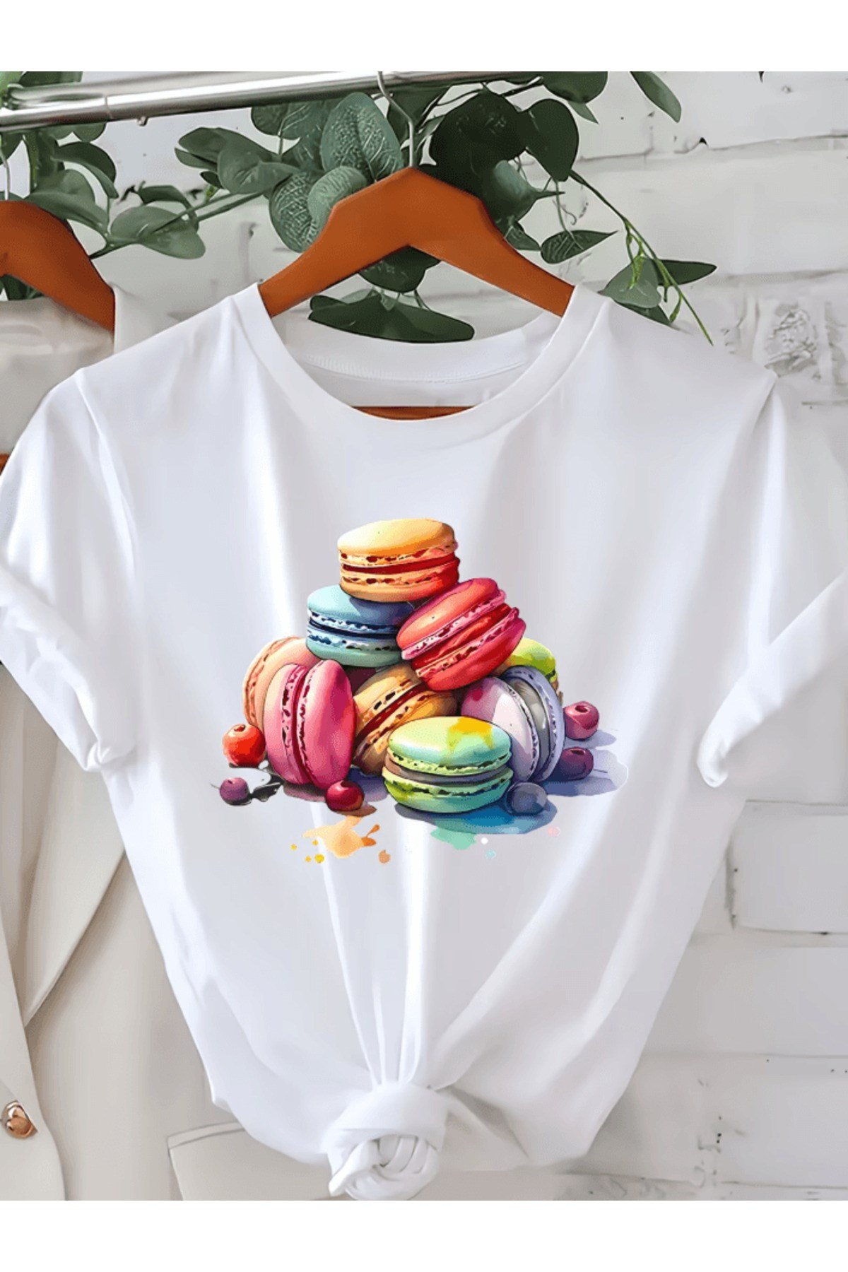 Rengarenk Makaron Baskılı Premium Oversize T-shirt
