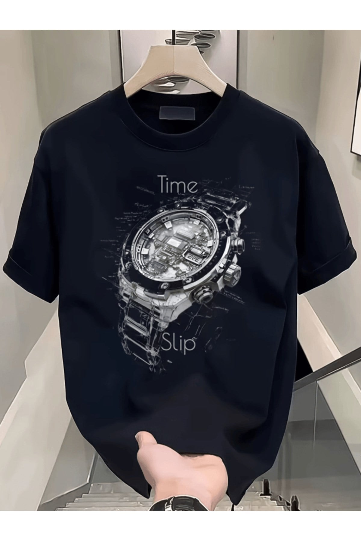 Time Slip Baskılı Premium Oversize T-shirt