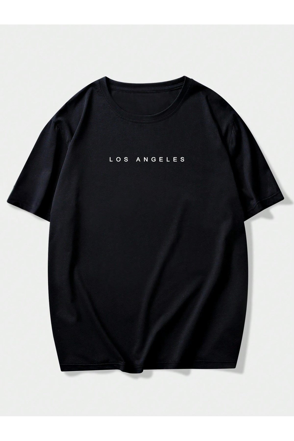 Unisex Los Angeles Baskılı Basic Bisiklet Yaka Regular T-shirt %100 Pamuk