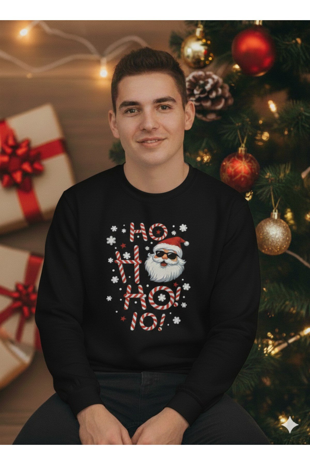 Unisex Yılbaşı Özel Tasarım Baskılı Basic Sıfır Yaka Regular Sweatshirt %100 Pamuk