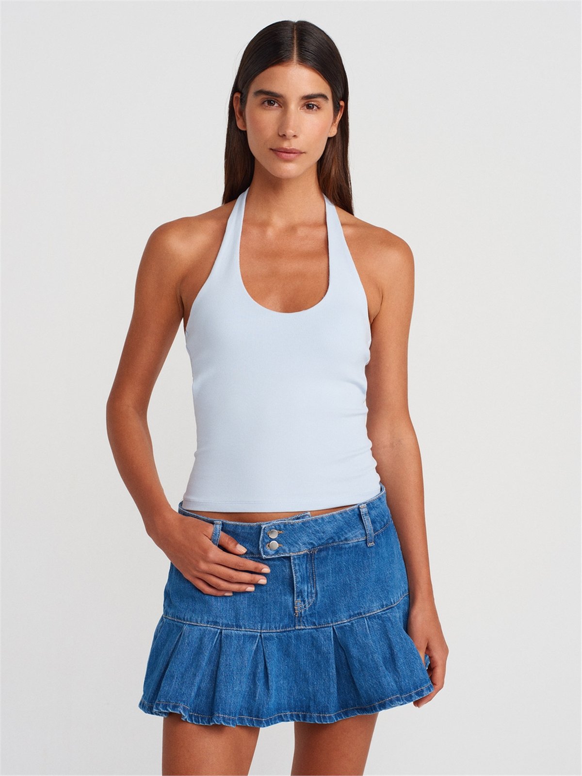 DİLVİN Halter Yaka Top
